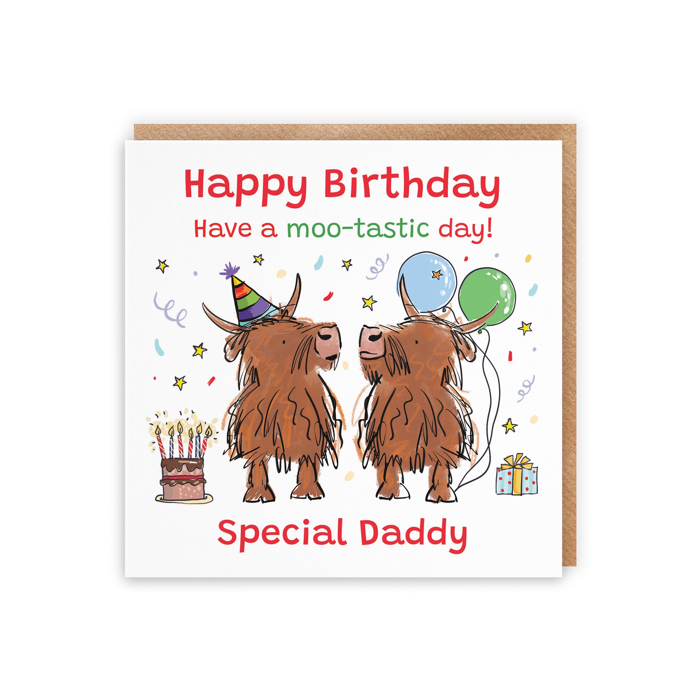 Daddy Birthday Card Highland Cows Animal Party - Default Title (RM00739)