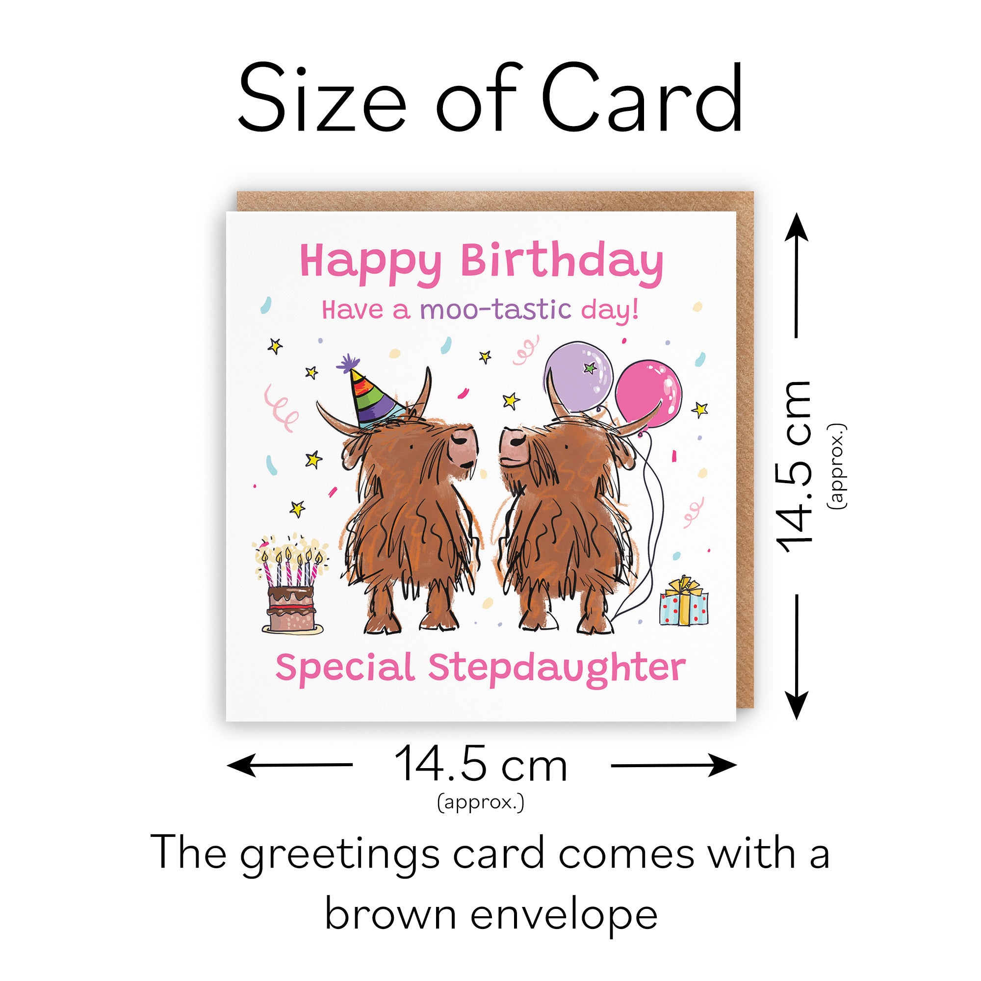 Stepdaughter Birthday Card Highland Cows Animal Party - Default Title (RM00740)