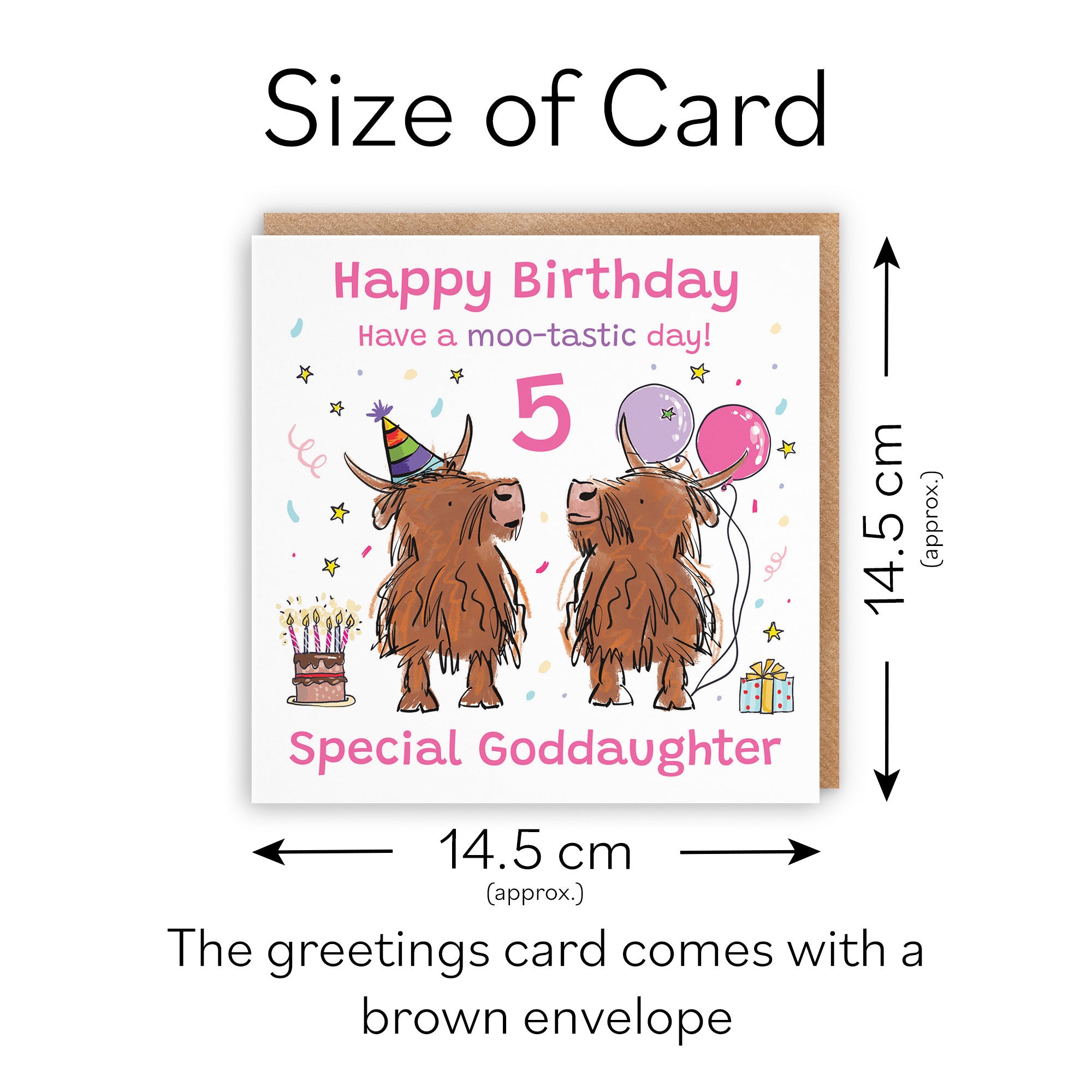 5th Goddaughter Birthday Card Highland Cows Animal Party - Default Title (RM00741)