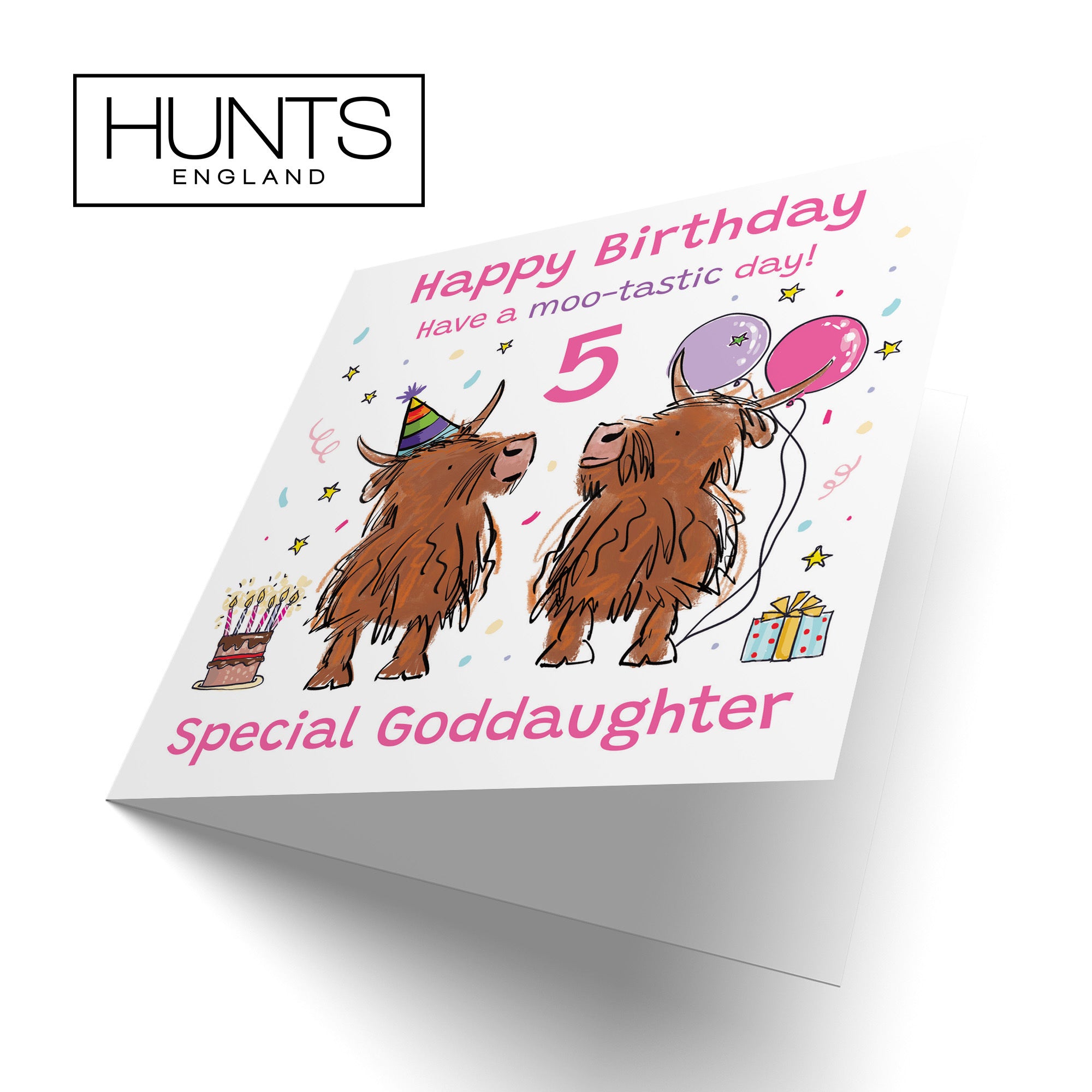 5th Goddaughter Birthday Card Highland Cows Animal Party - Default Title (RM00741)