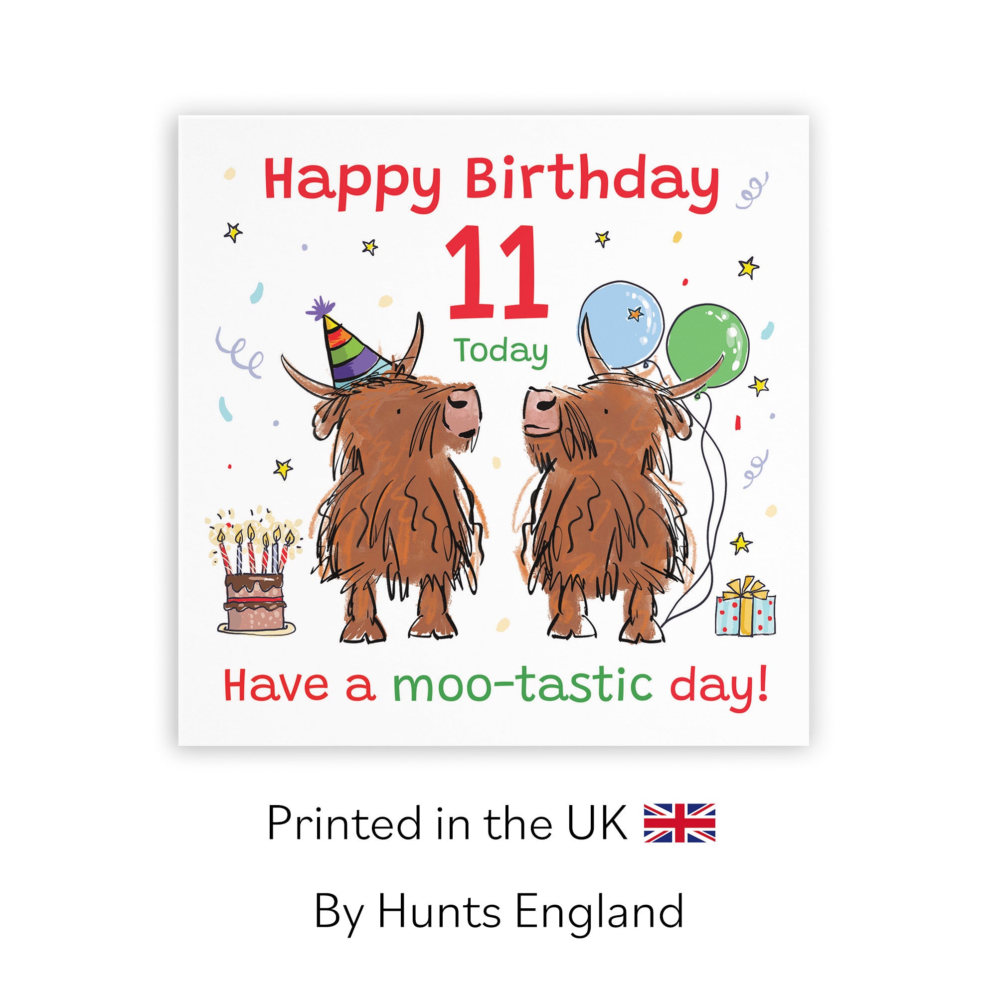 11th Birthday Card Highland Cows Animal Party - Default Title (RM00746)