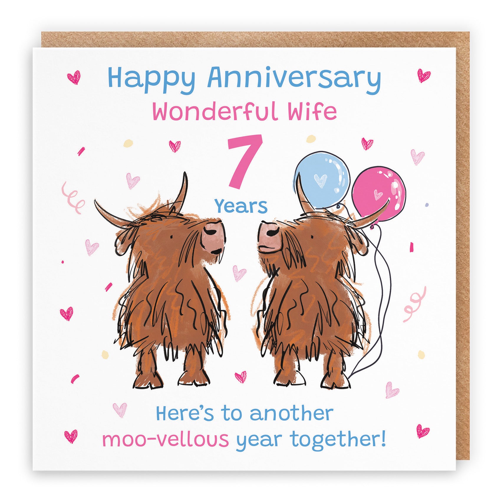 7th Wife Anniversary Card Highland Cows Animal Party - Default Title (RM00748)
