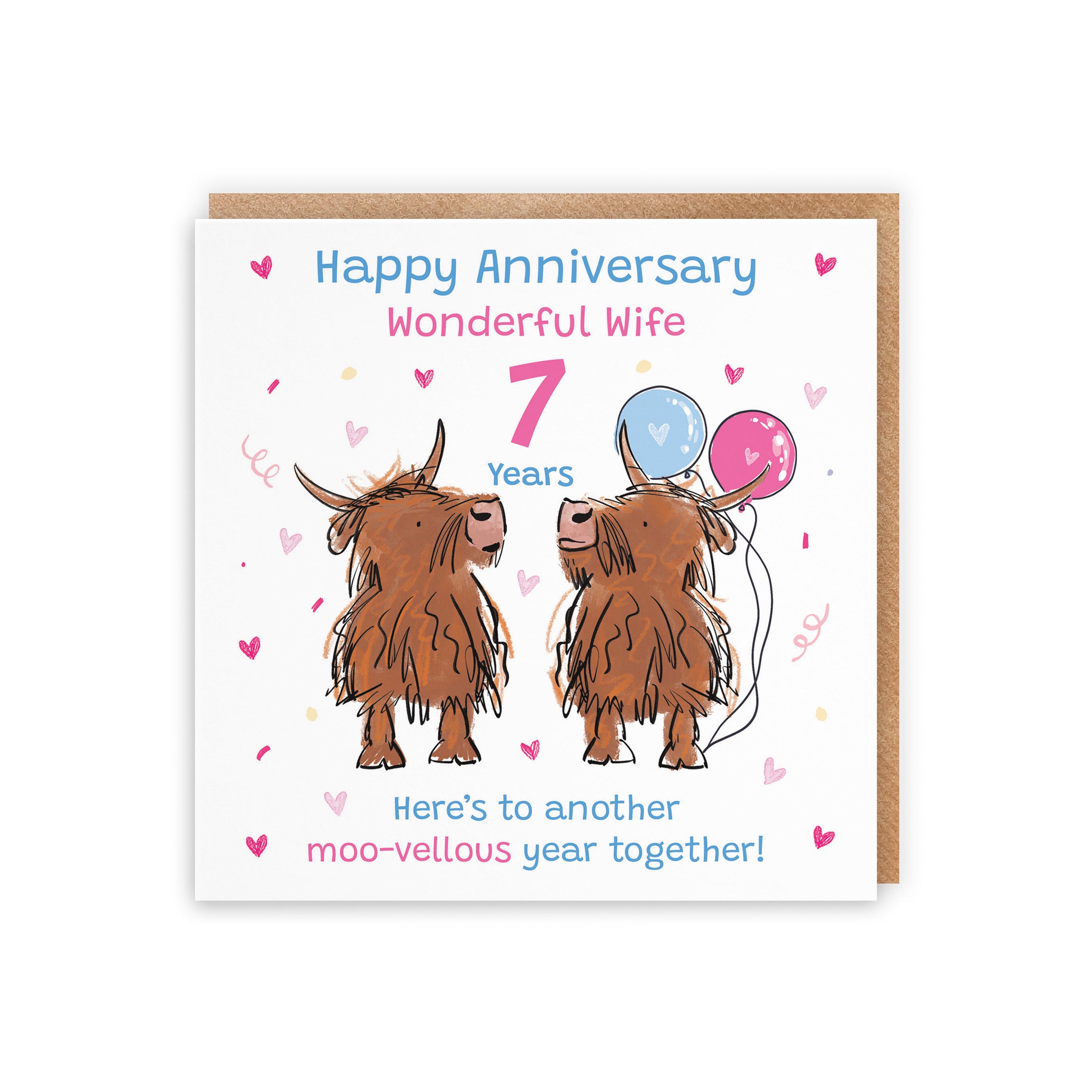 7th Wife Anniversary Card Highland Cows Animal Party - Default Title (RM00748)