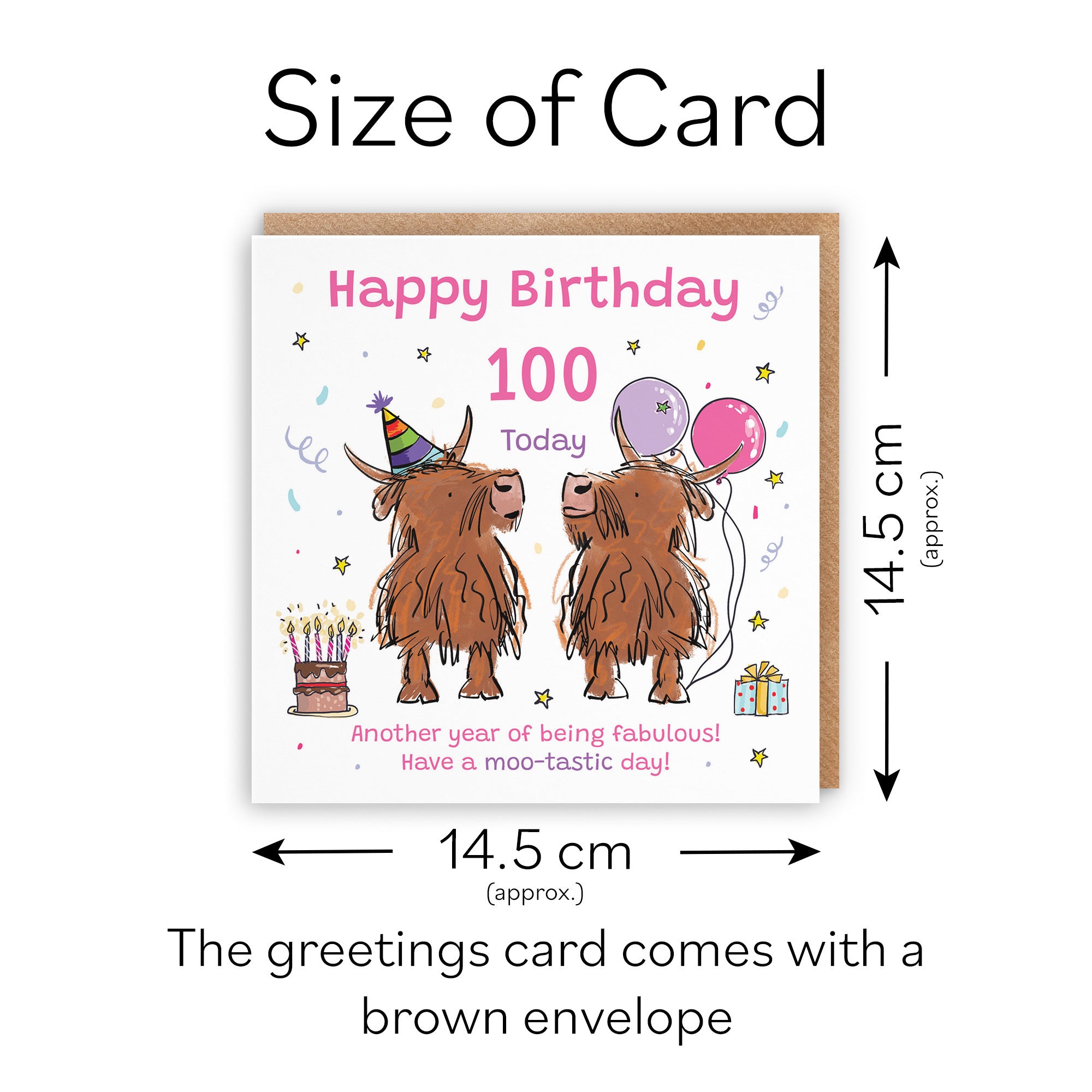 Women's 100th Birthday Card Highland Cows Animal Party - Default Title (RM00750)