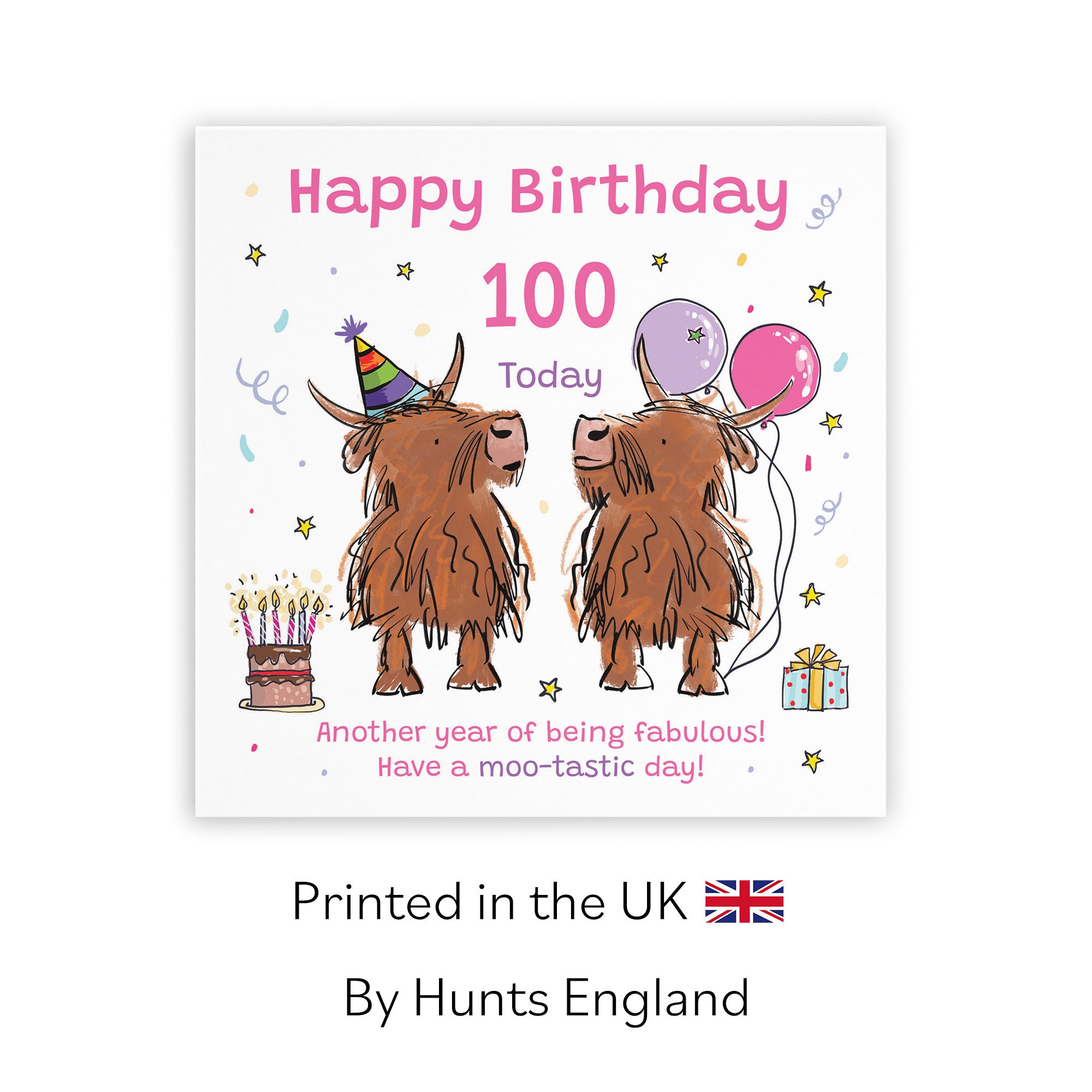 Women's 100th Birthday Card Highland Cows Animal Party - Default Title (RM00750)