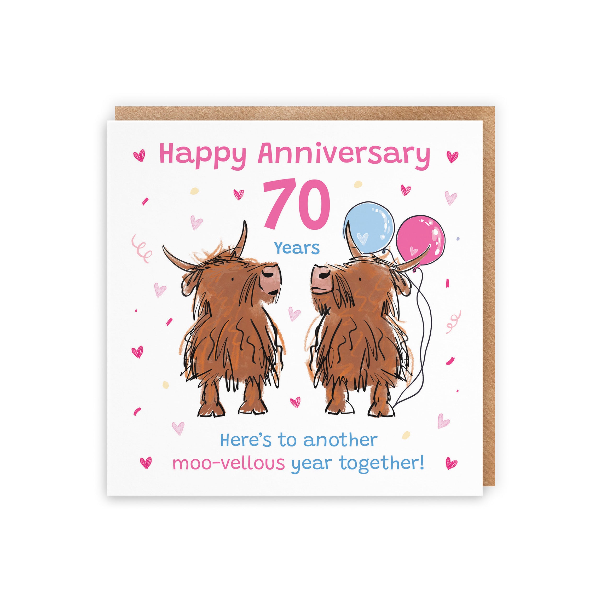 70th Anniversary Card Highland Cows Animal Party - Default Title (RM00751)