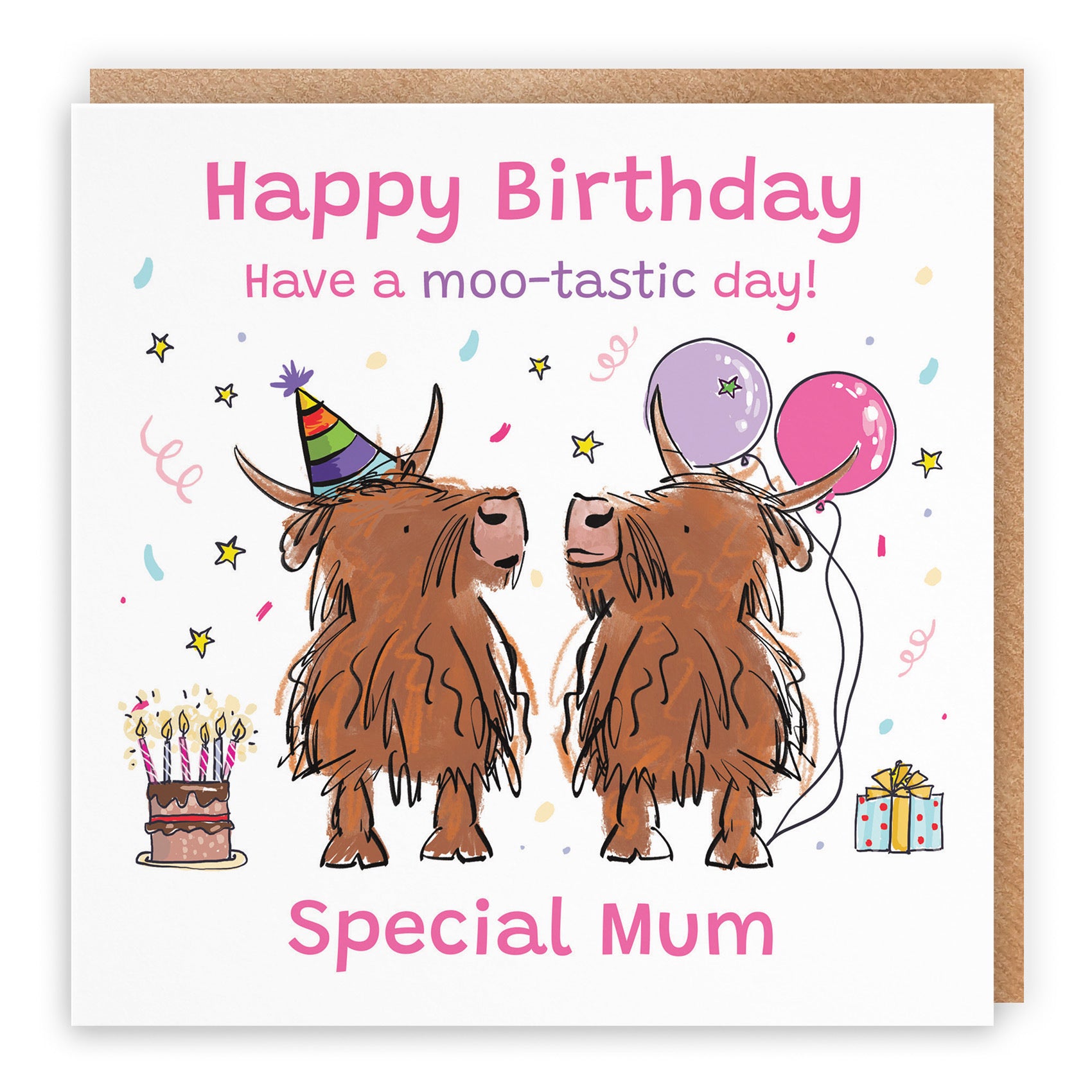 Mum Birthday Card Highland Cows Animal Party - Default Title (RM00753)