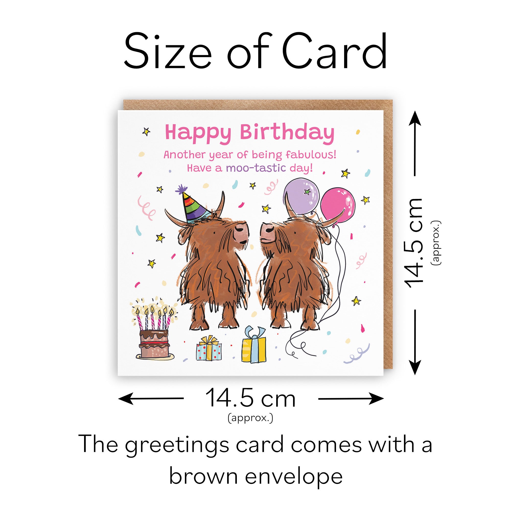 Female Birthday Card Highland Cows Animal Party - Default Title (RM00755)