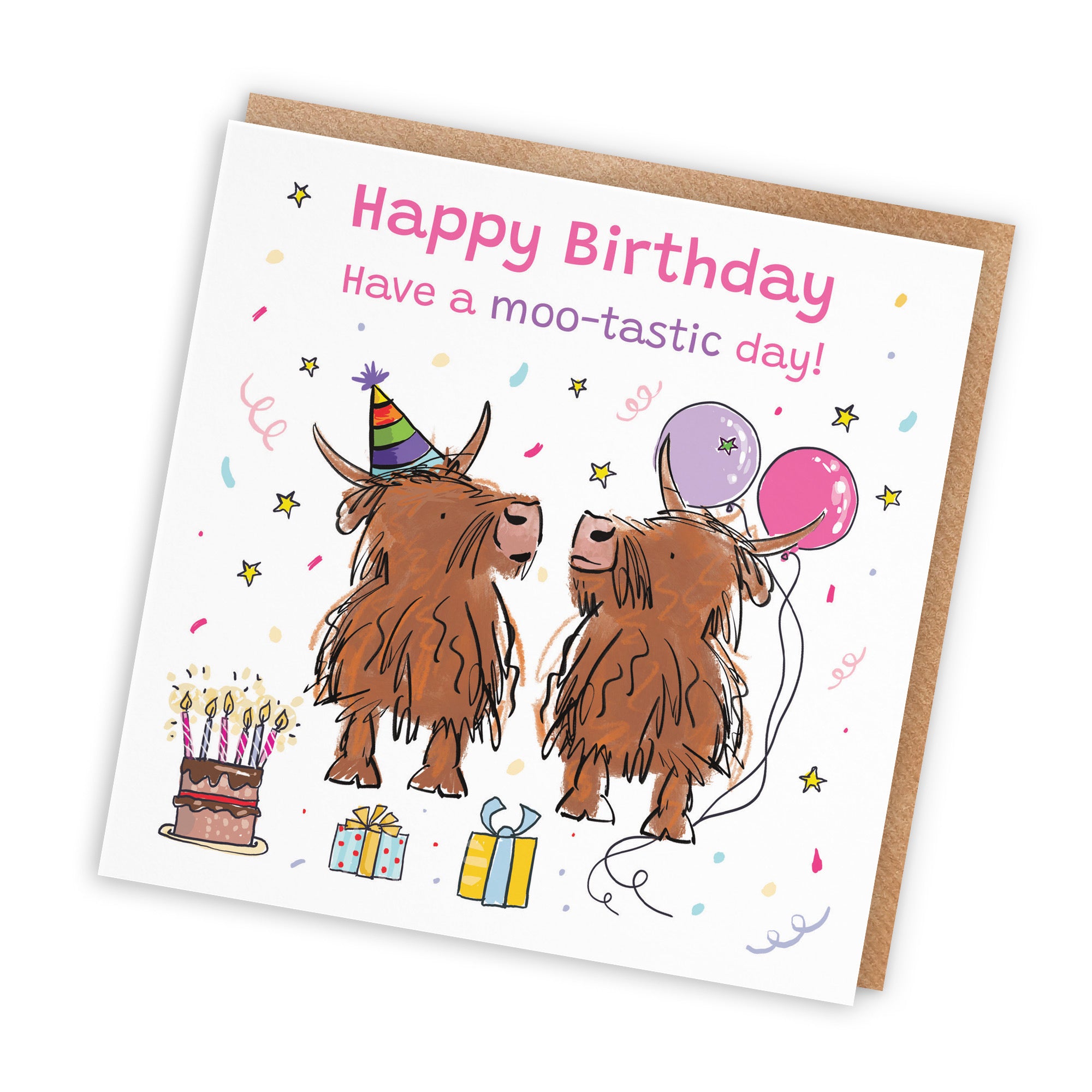 Female Birthday Card Highland Cows Moo-tastic Day Animal Party - Default Title (RM00756)