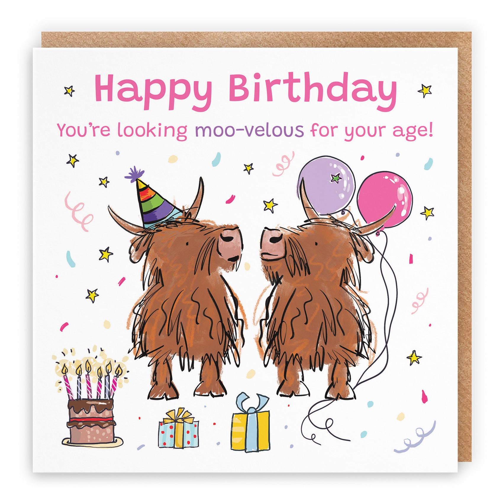 Women's Birthday Card Highland Cows Animal Party - Default Title (RM00757)