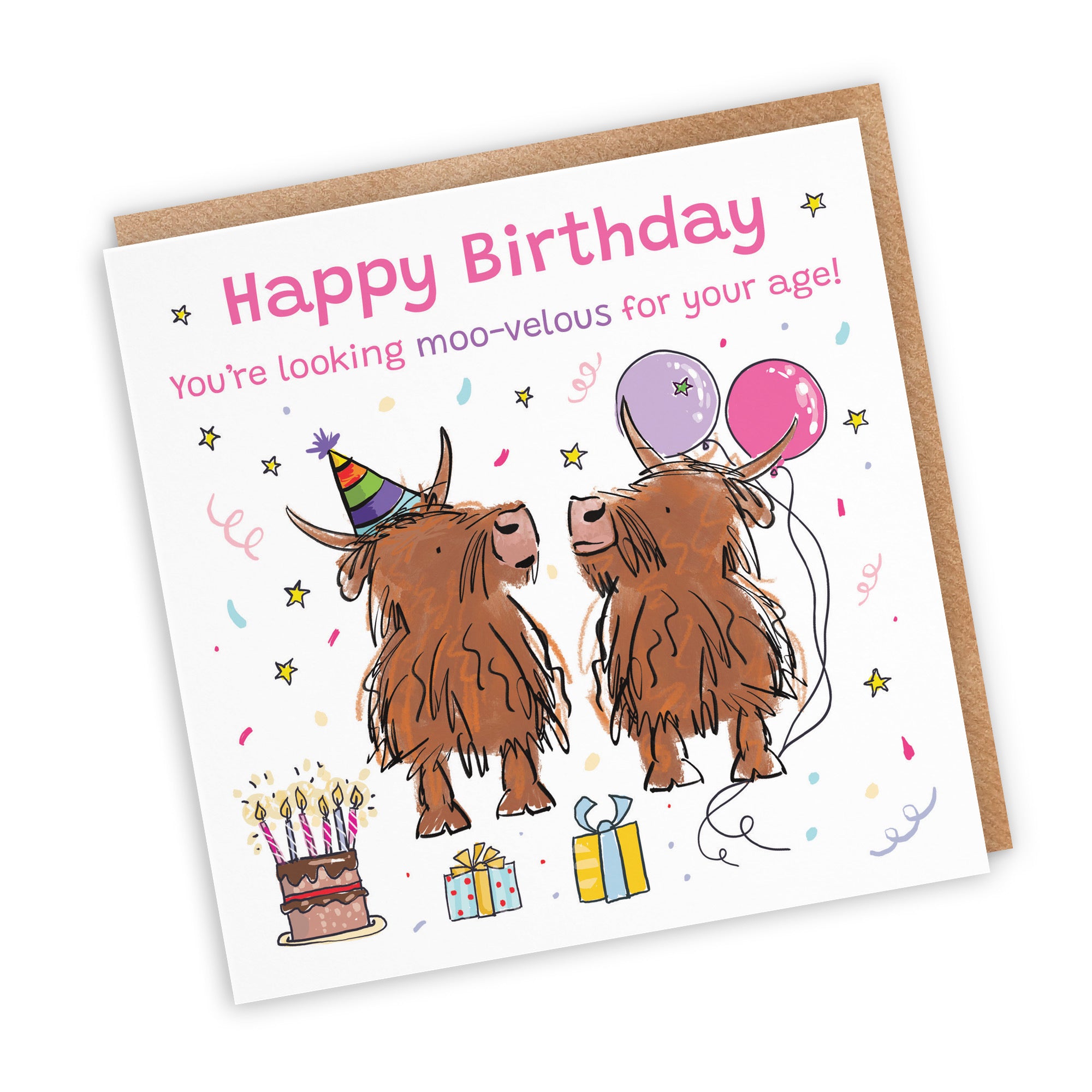 Women's Birthday Card Highland Cows Animal Party - Default Title (RM00757)