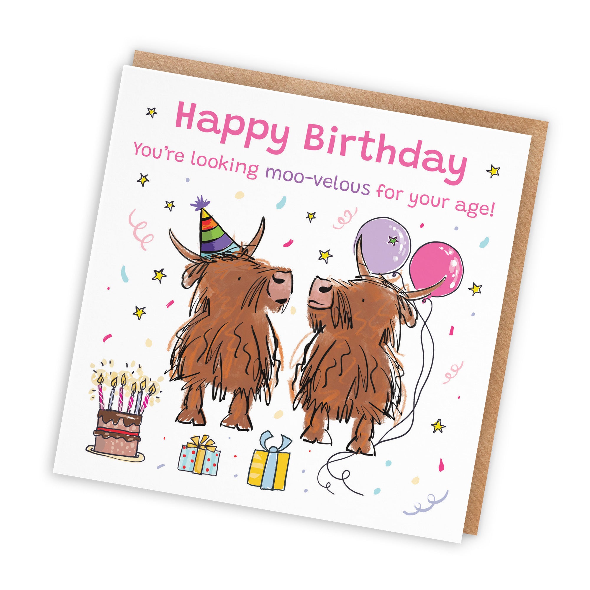 Women's Birthday Card Highland Cows Animal Party - Default Title (RM00757)