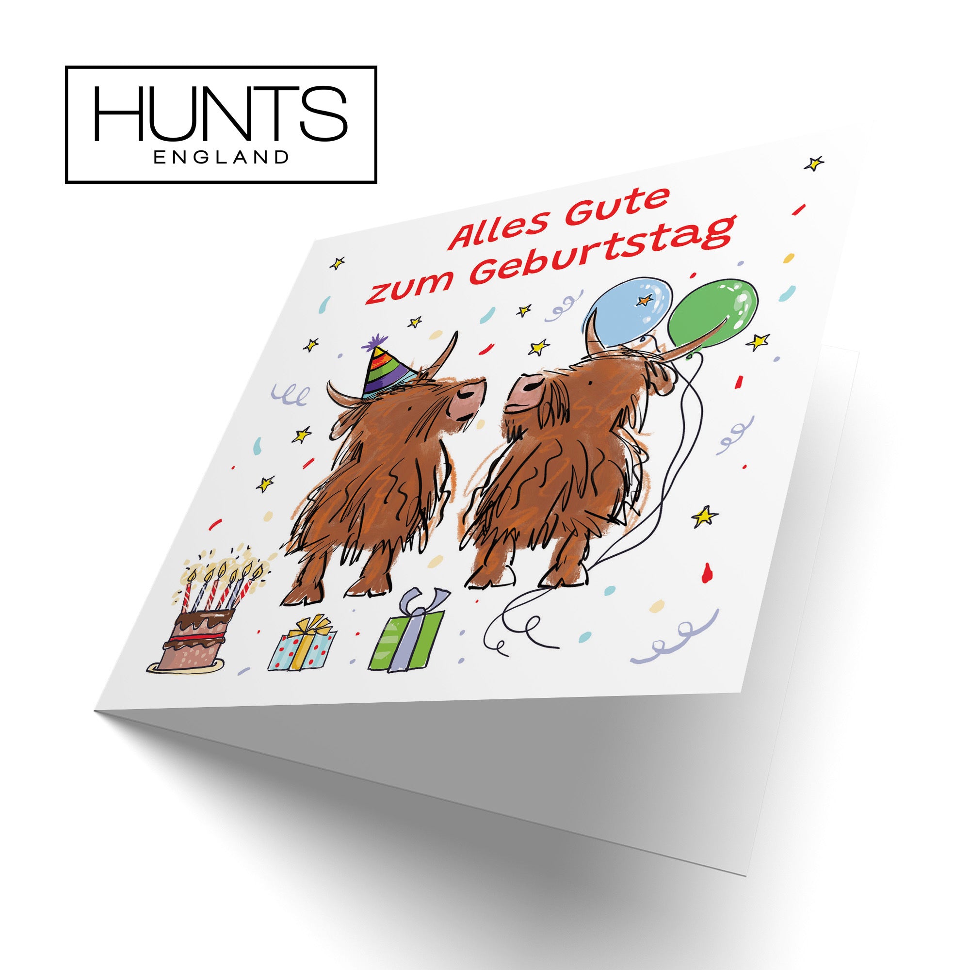 German Language Birthday Card Highland Cows Animal Party - Default Title (RM00759)