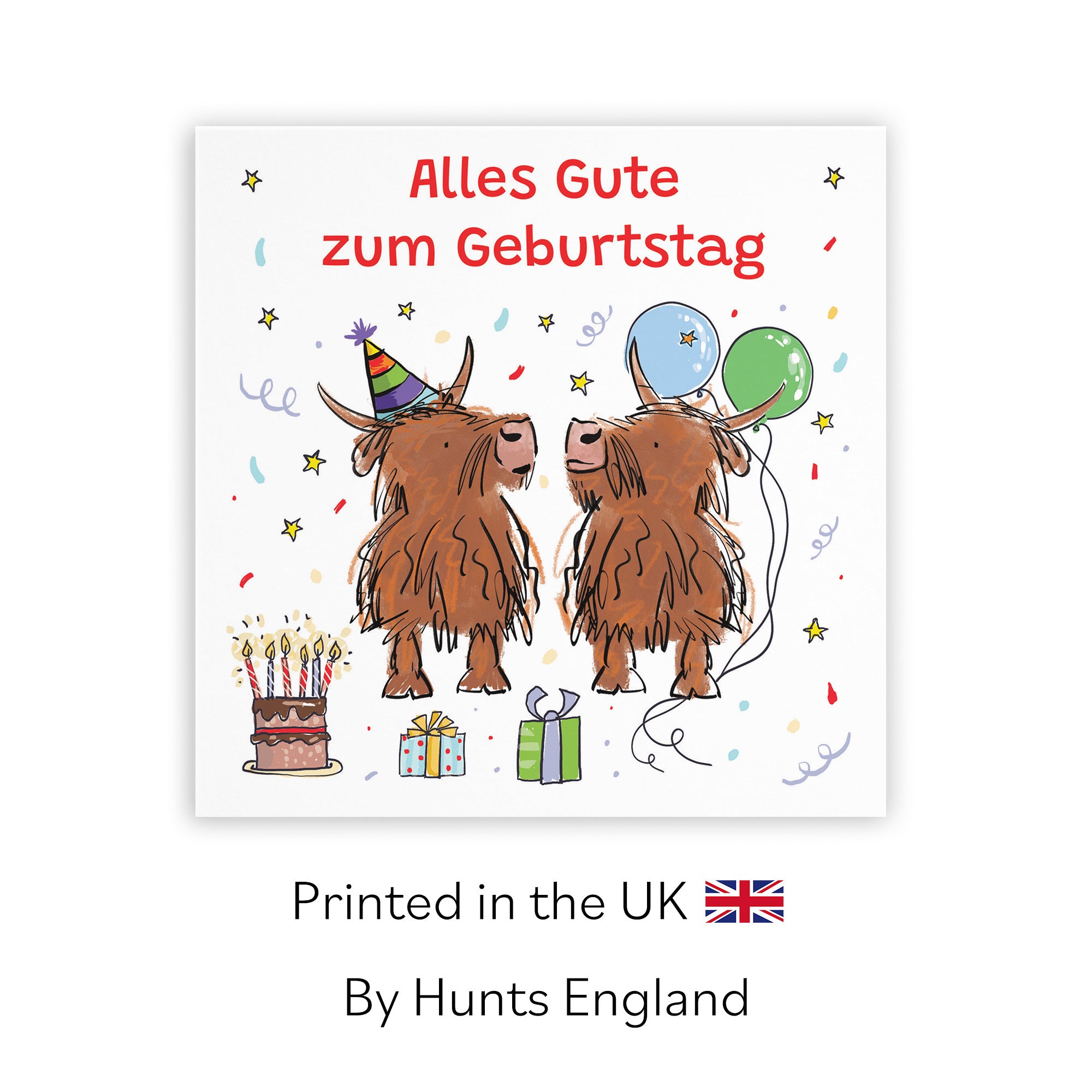 German Language Birthday Card Highland Cows Animal Party - Default Title (RM00759)