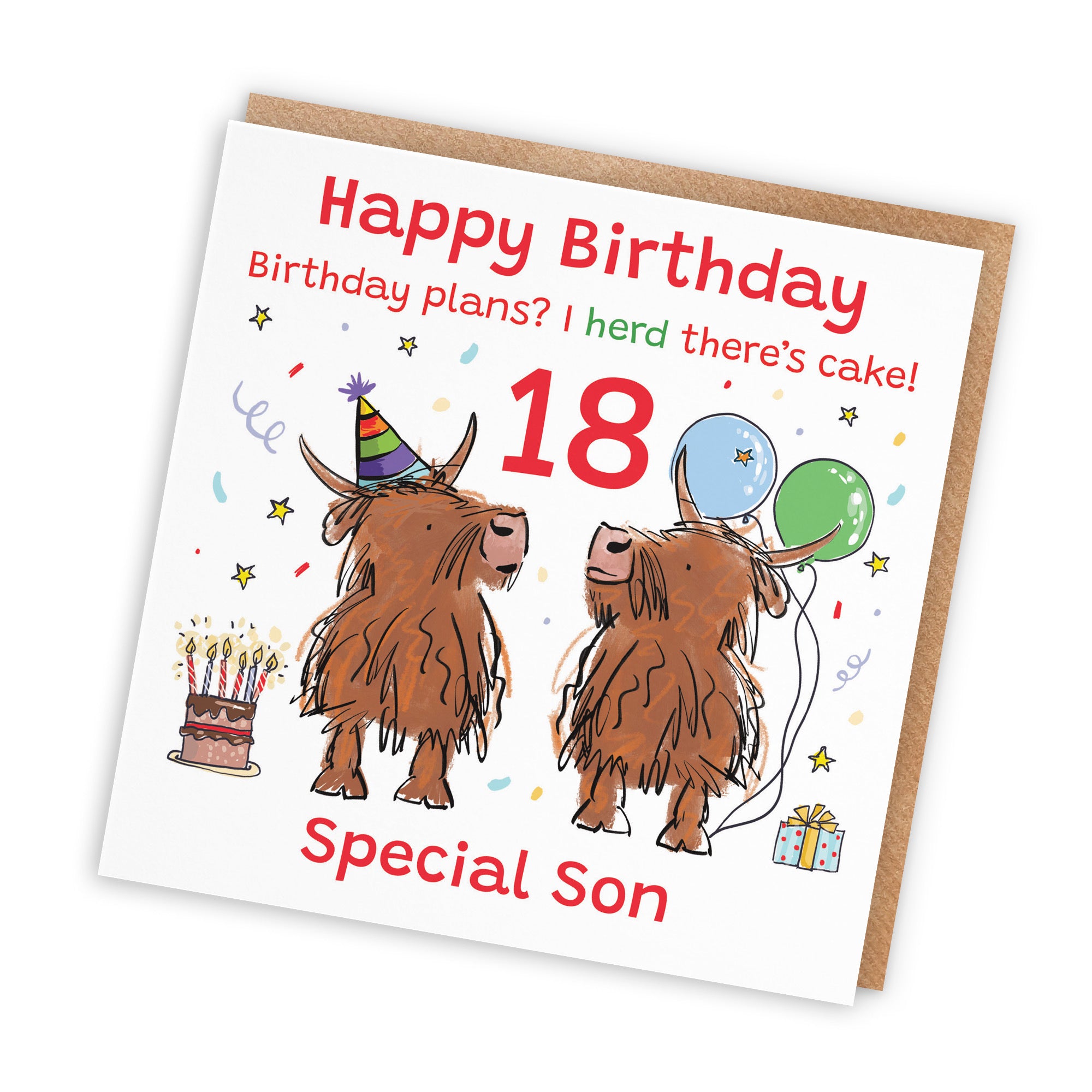 18th Son Birthday Card Highland Cows Animal Party - Default Title (RM00760)