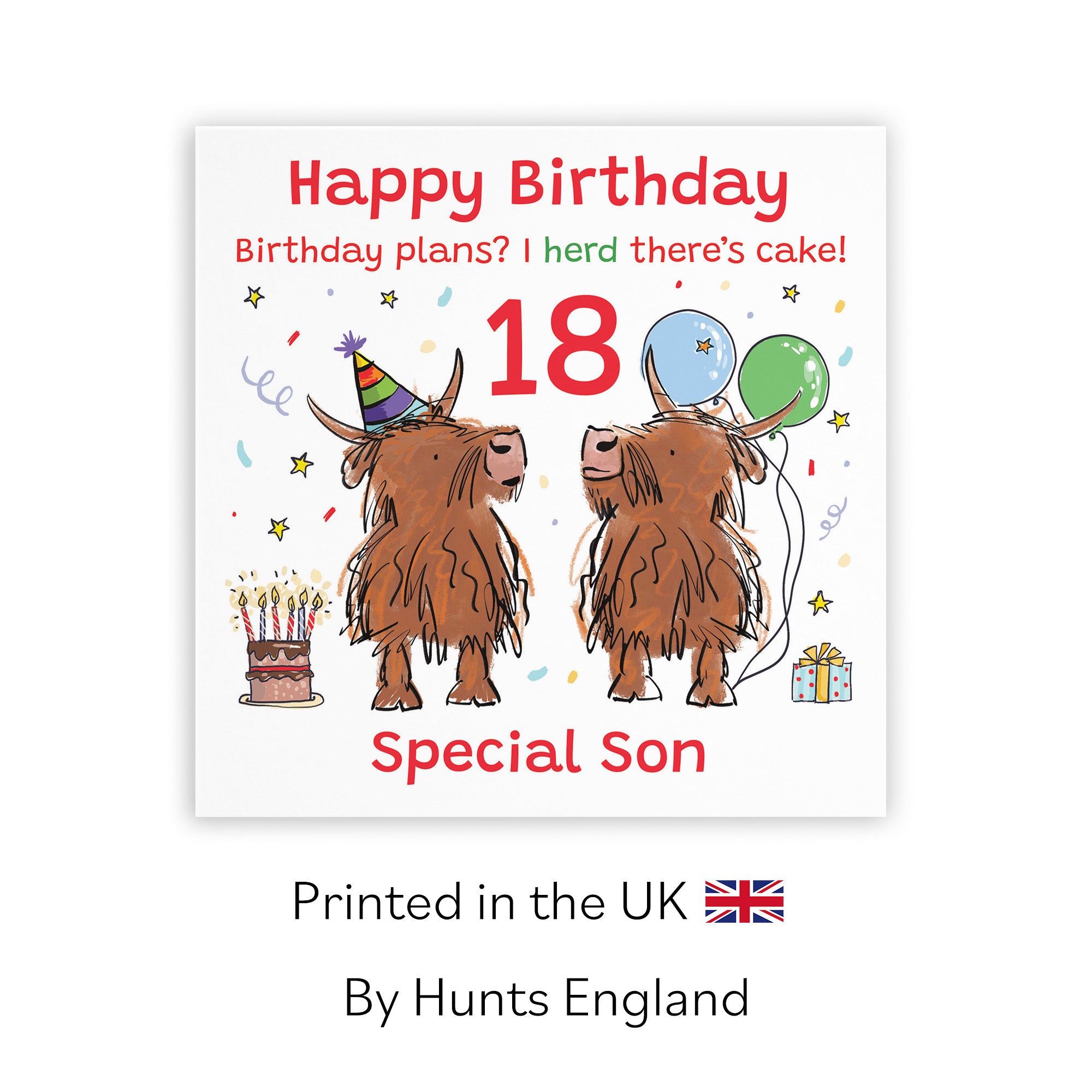 18th Son Birthday Card Highland Cows Animal Party - Default Title (RM00760)