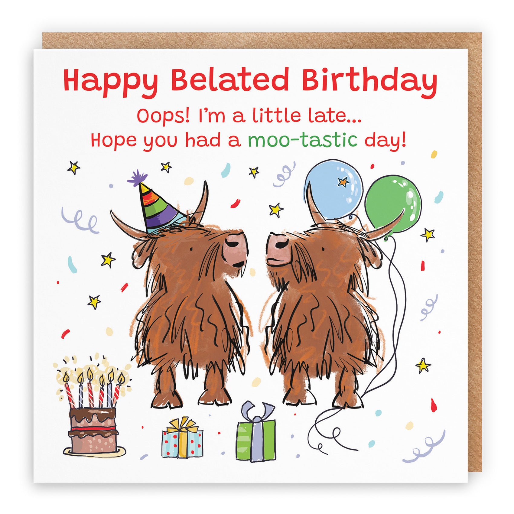 Belated Birthday Card Highland Cows Animal Party - Default Title (RM00761)