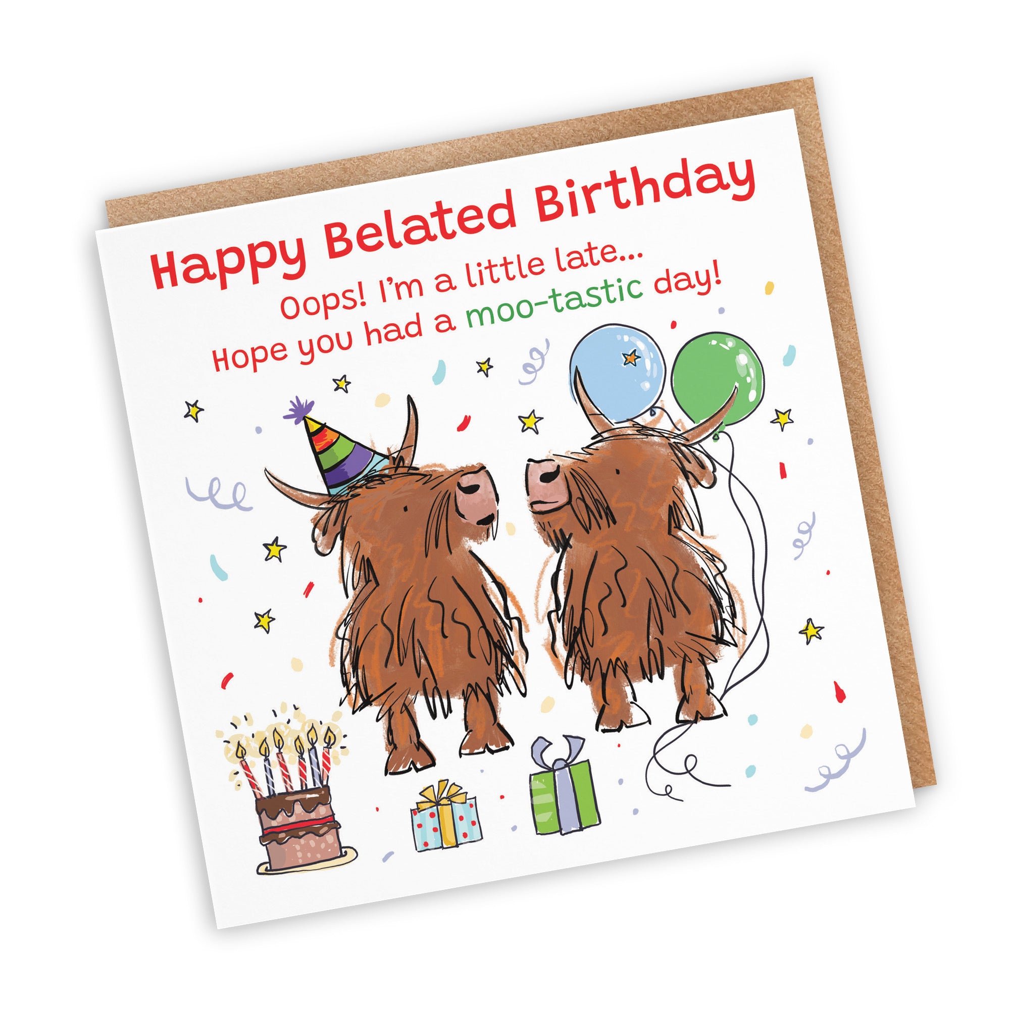 Belated Birthday Card Highland Cows Animal Party - Default Title (RM00761)