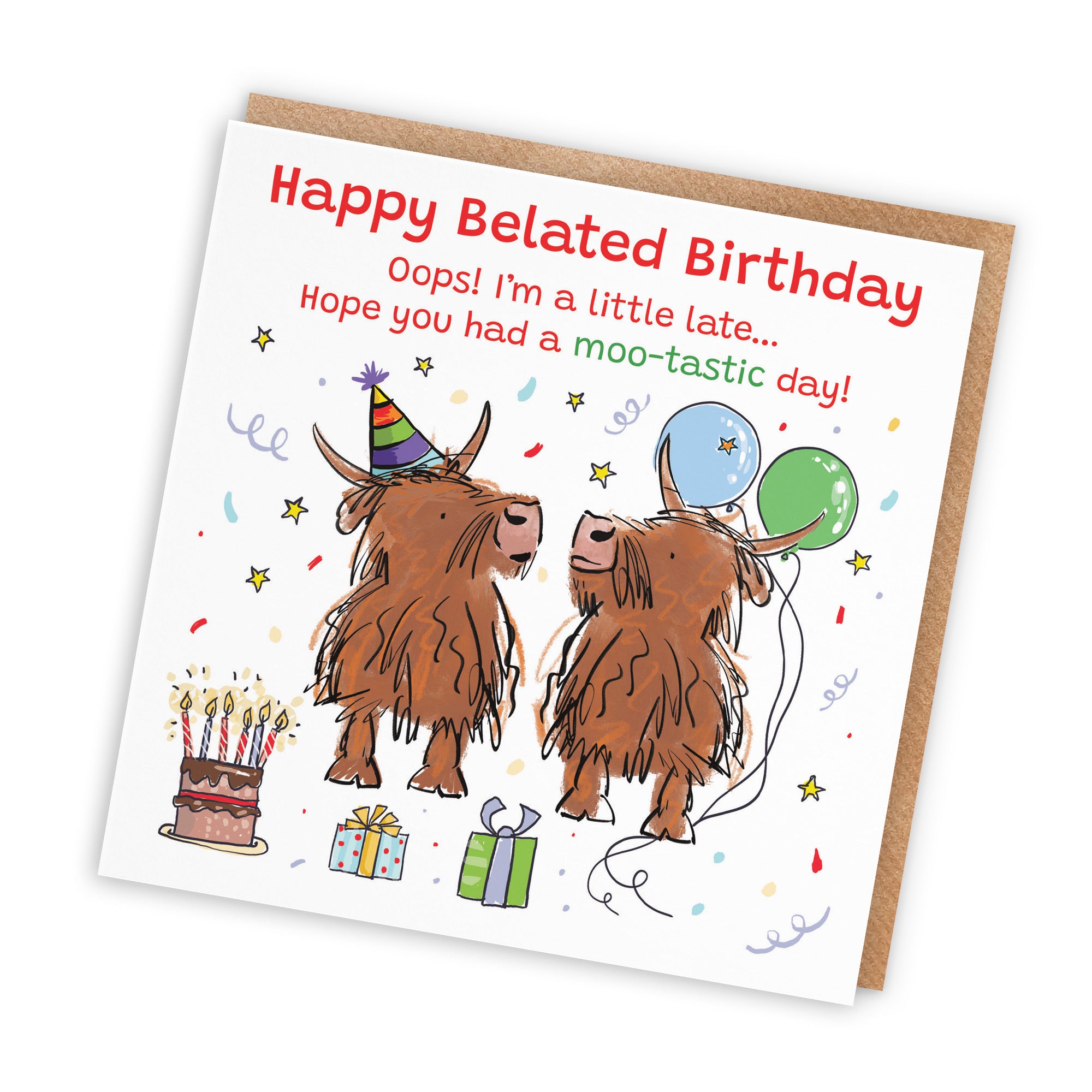 Belated Birthday Card Highland Cows Animal Party - Default Title (RM00761)