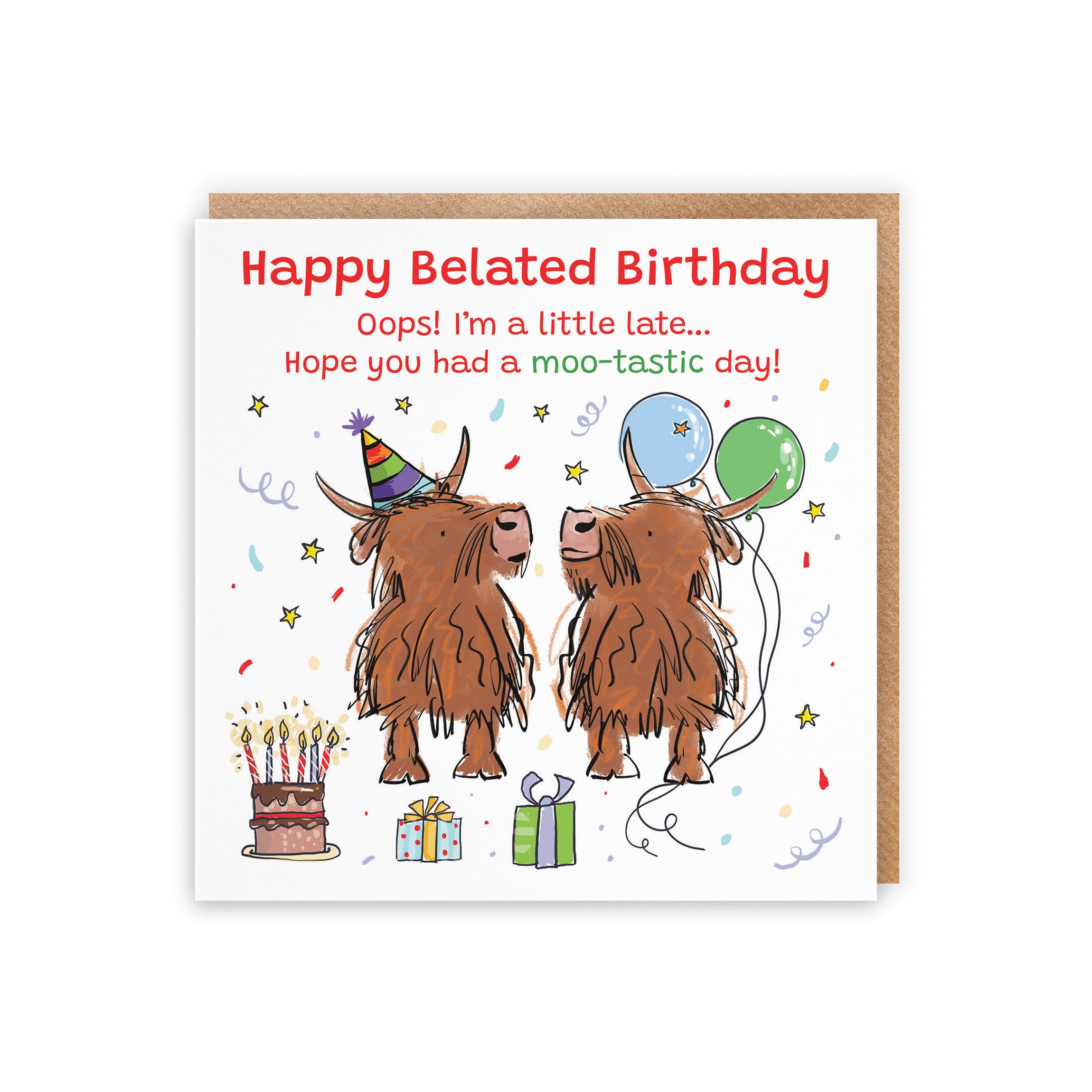Belated Birthday Card Highland Cows Animal Party - Default Title (RM00761)