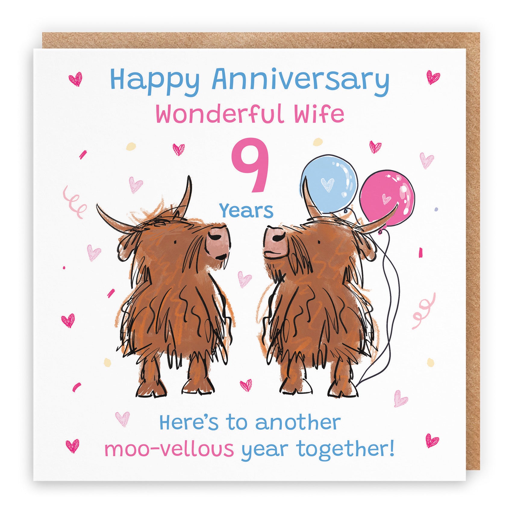 9th Wife Anniversary Card Highland Cows Animal Party - Default Title (RM00762)