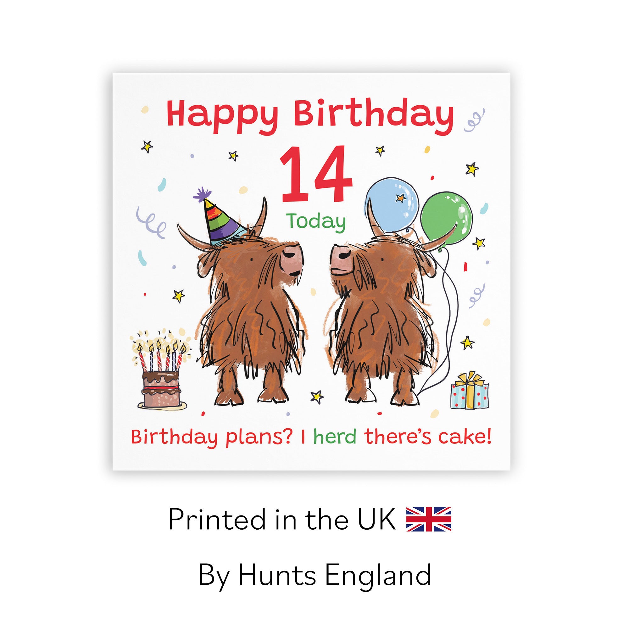 14th Birthday Card Highland Cows Animal Party - Default Title (RM00764)
