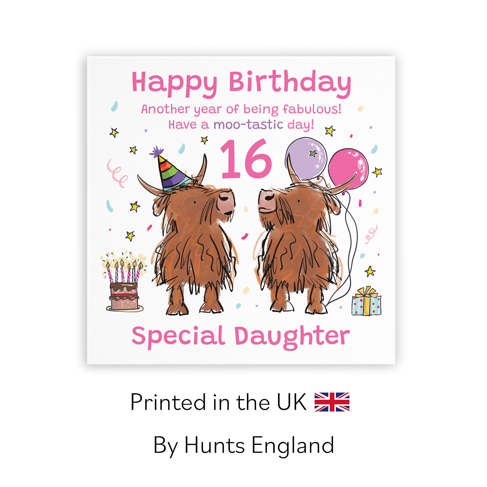 16th Daughter Birthday Card Highland Cows Animal Party - Default Title (RM00767)