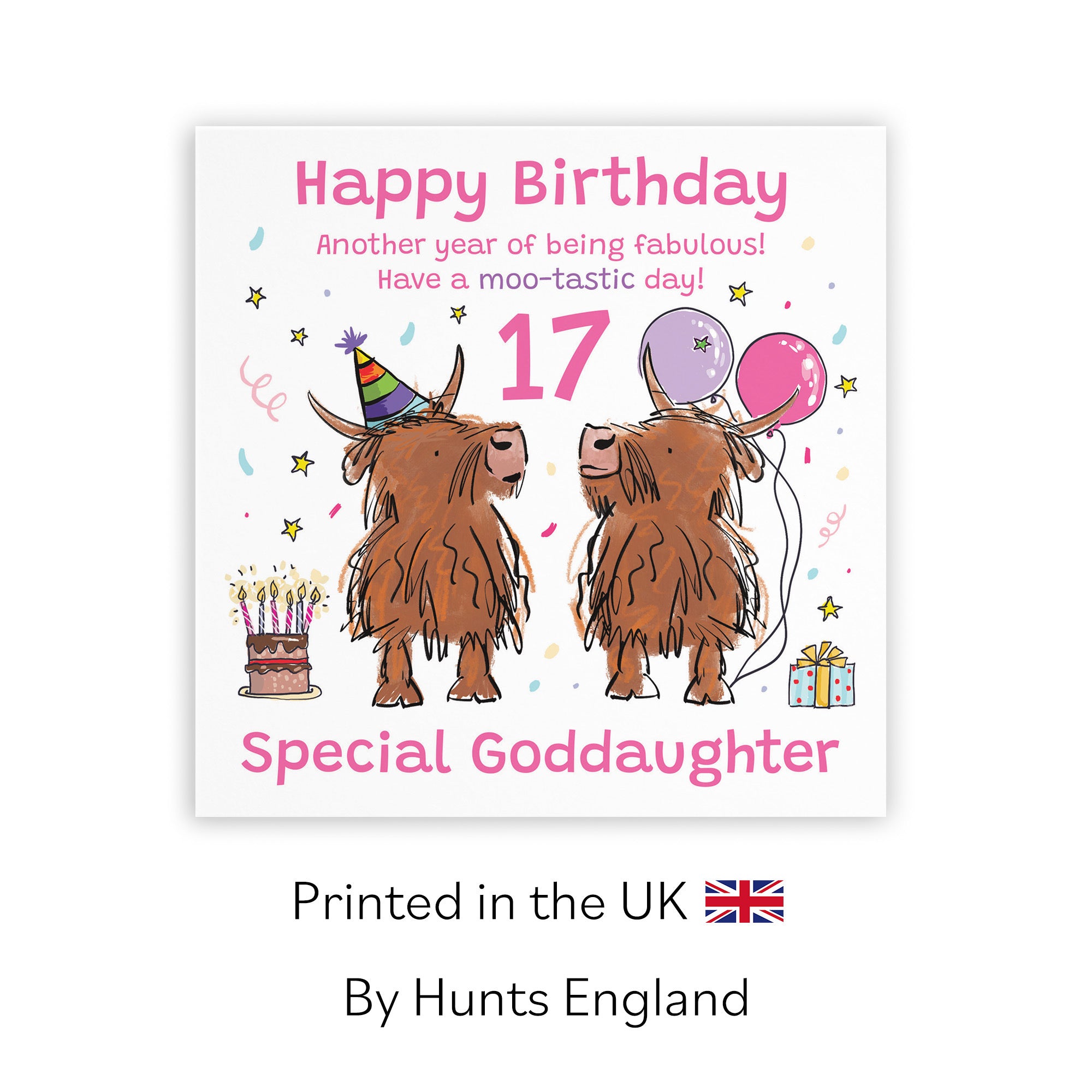17th Goddaughter Birthday Card Highland Cows Animal Party - Default Title (RM00768)