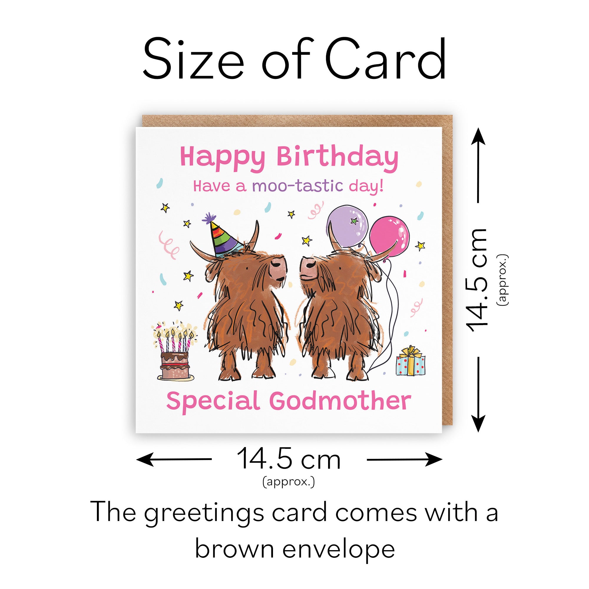 Godmother Birthday Card Highland Cows Animal Party - Default Title (RM00769)