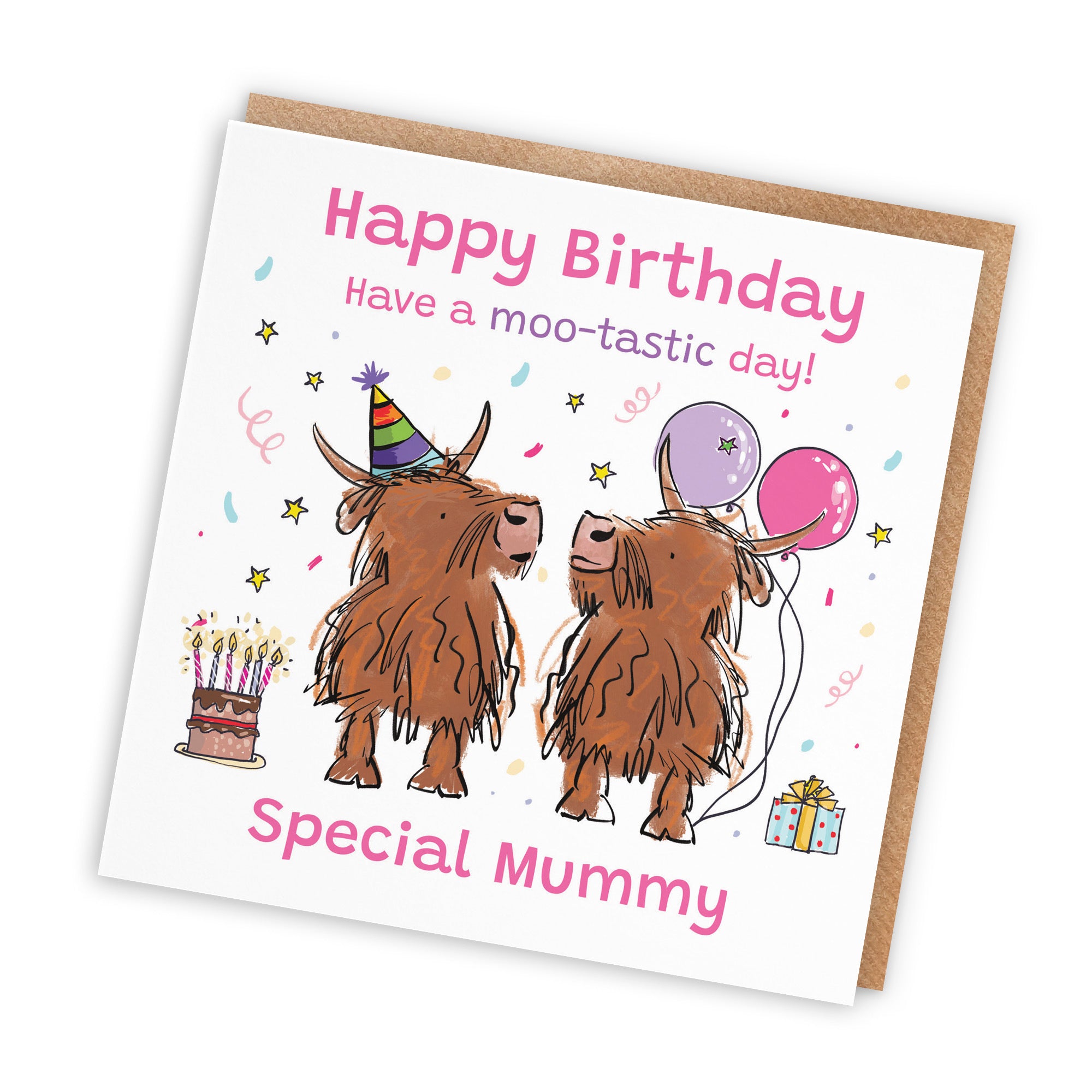 Mummy Birthday Card Highland Cows Animal Party - Default Title (RM00771)