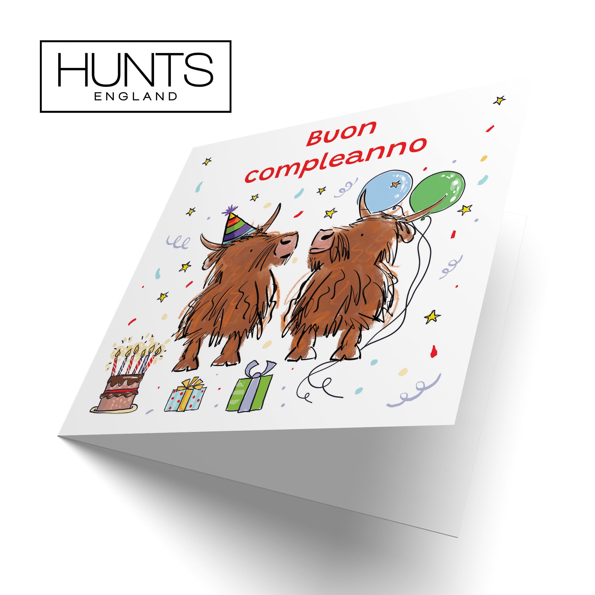 Italian Language Birthday Card Highland Cows Animal Party - Default Title (RM00772)