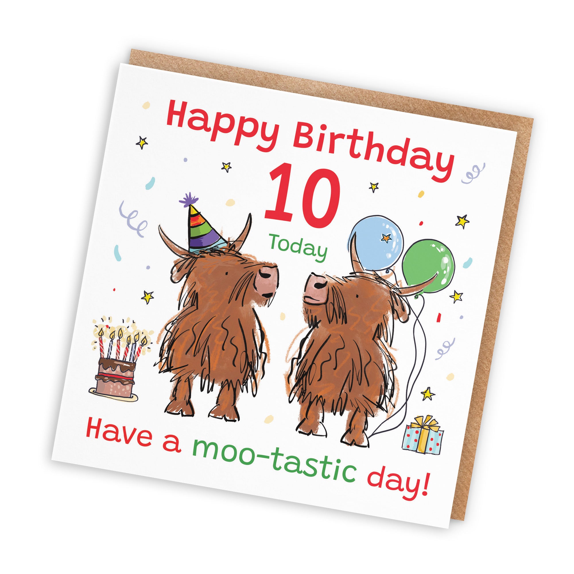 10th Birthday Card Highland Cows Animal Party - Default Title (RM00773)