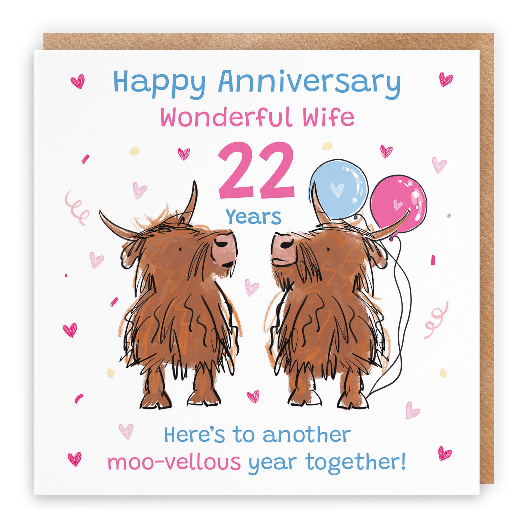22nd Wife Anniversary Card Highland Cows Animal Party - Default Title (RM00774)