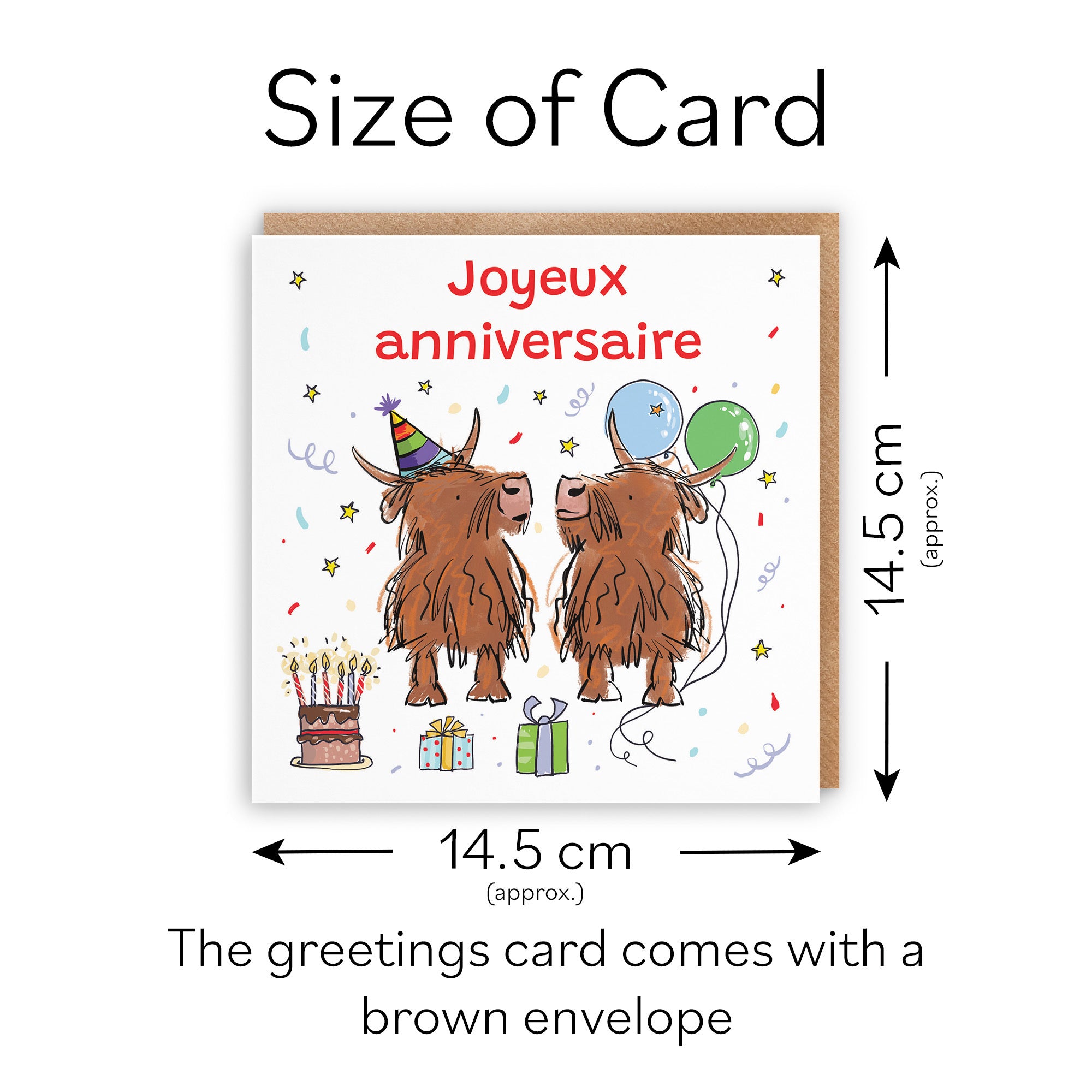 French Language Birthday Card Highland Cows Animal Party - Default Title (RM00776)