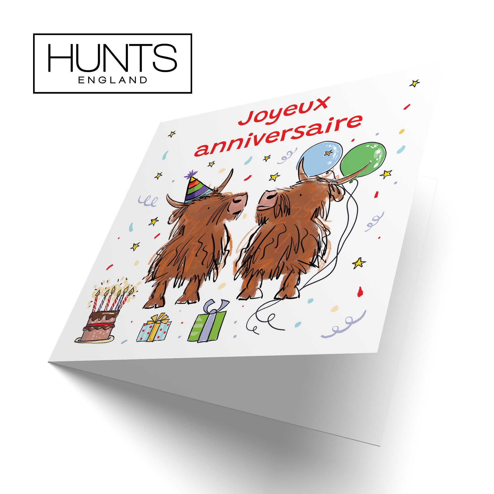 French Language Birthday Card Highland Cows Animal Party - Default Title (RM00776)