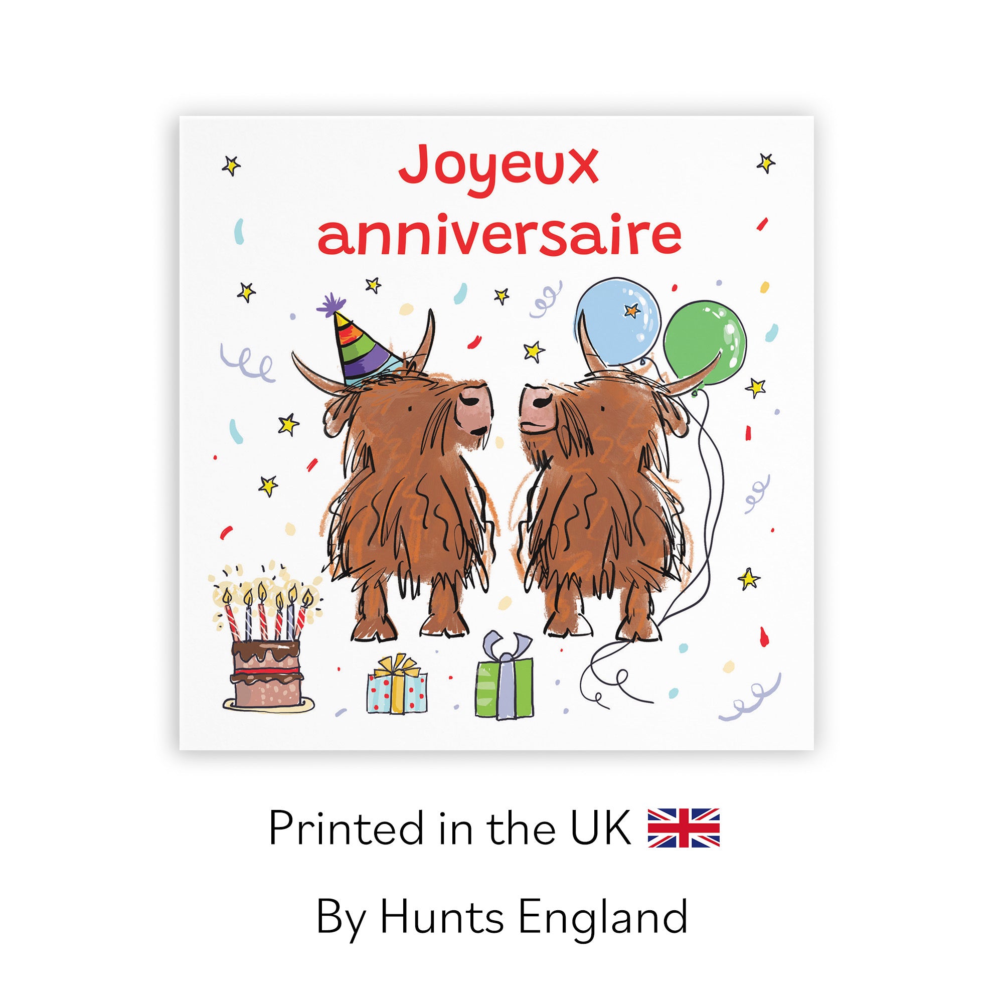 French Language Birthday Card Highland Cows Animal Party - Default Title (RM00776)