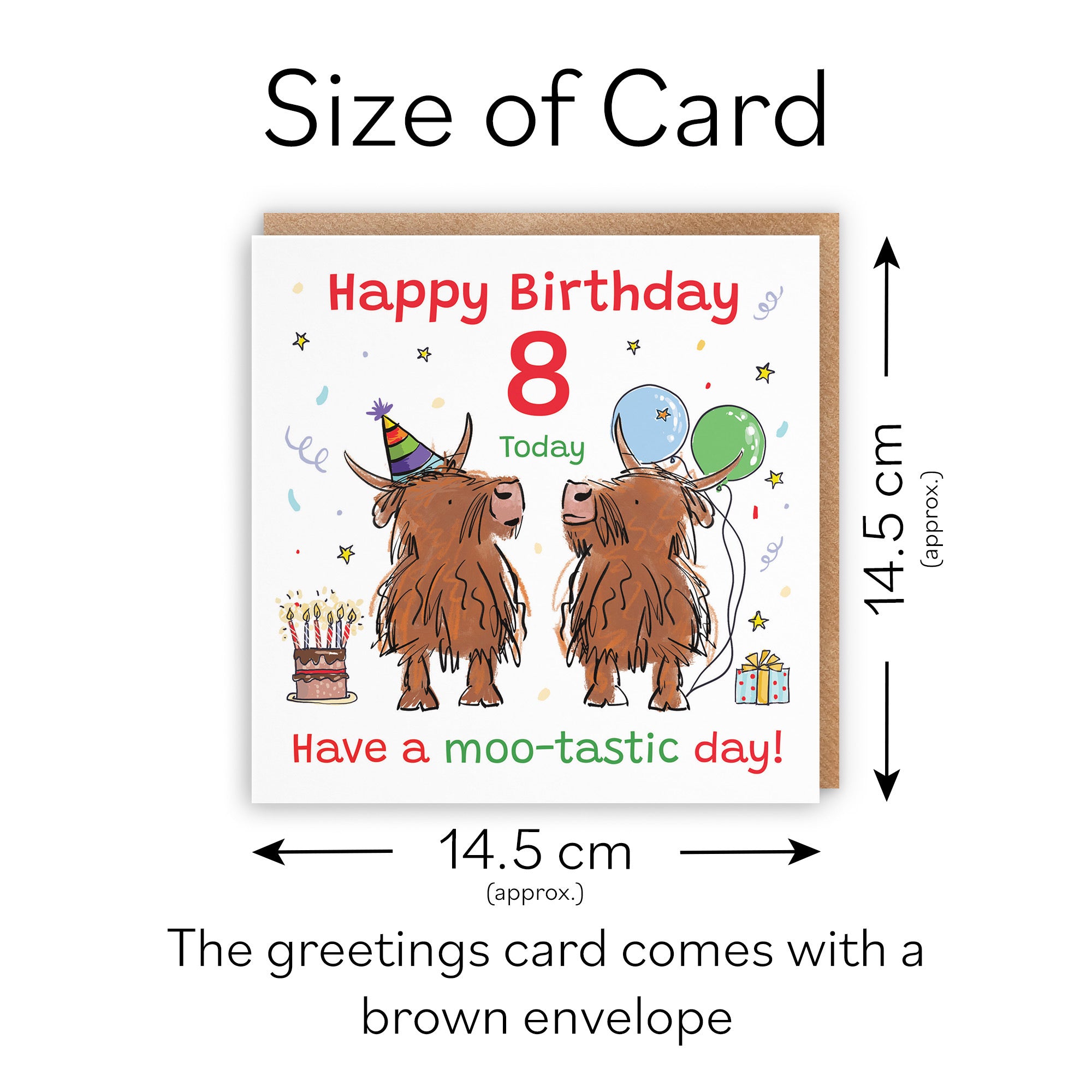8th Birthday Card Highland Cows Animal Party - Default Title (RM00779)