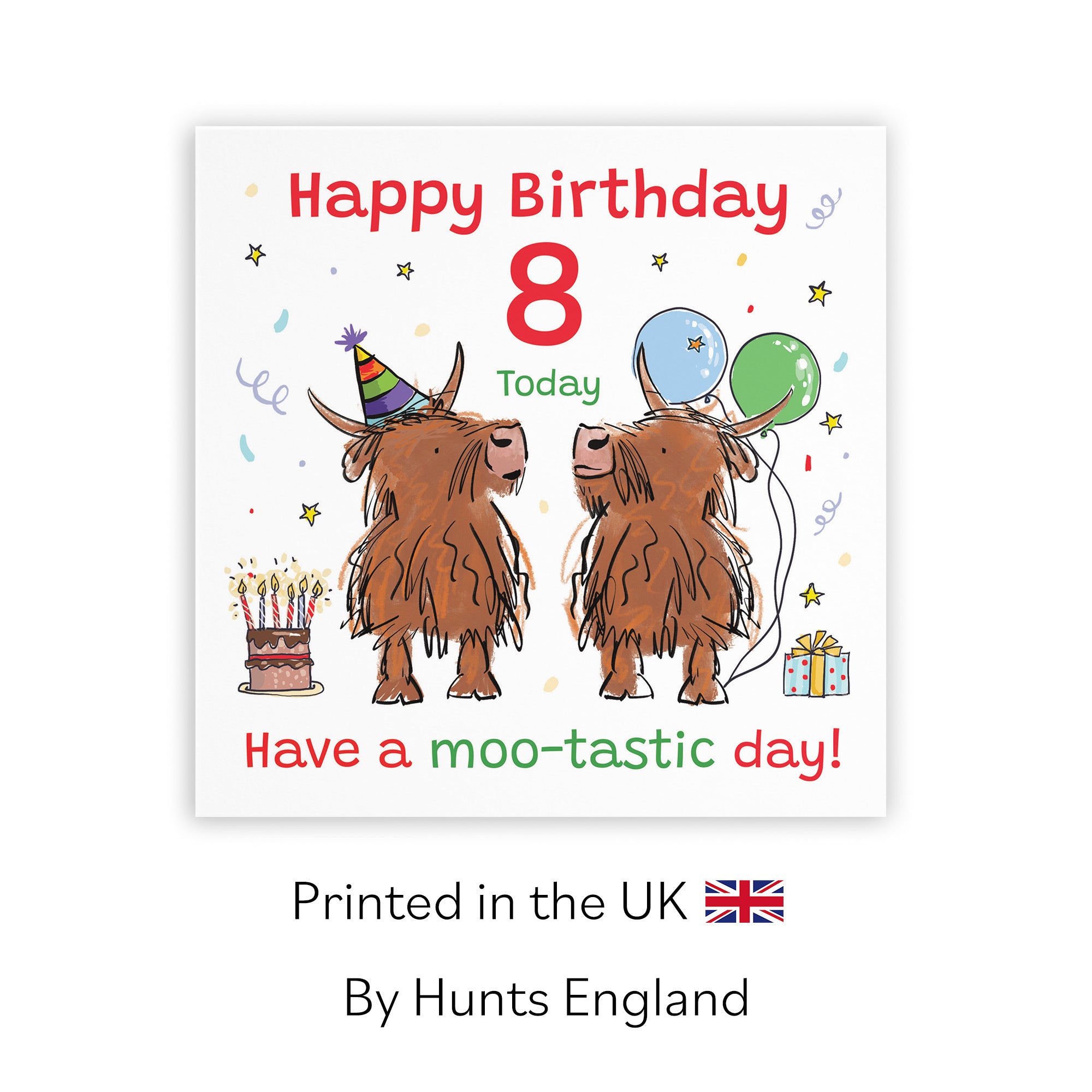 8th Birthday Card Highland Cows Animal Party - Default Title (RM00779)
