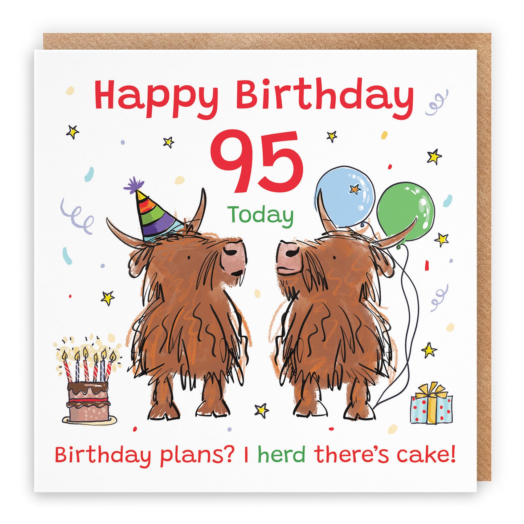 95th Birthday Card Highland Cows Animal Party - Default Title (RM00780)