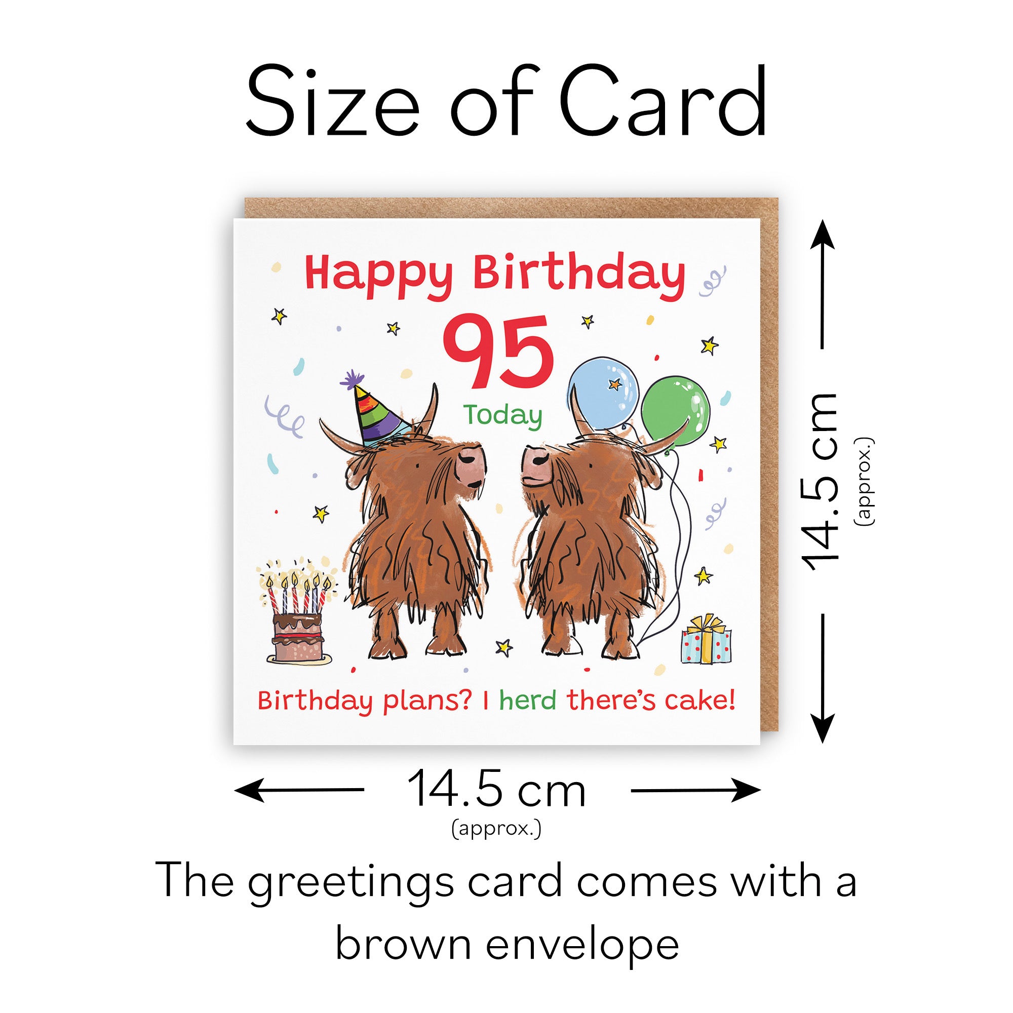 95th Birthday Card Highland Cows Animal Party - Default Title (RM00780)