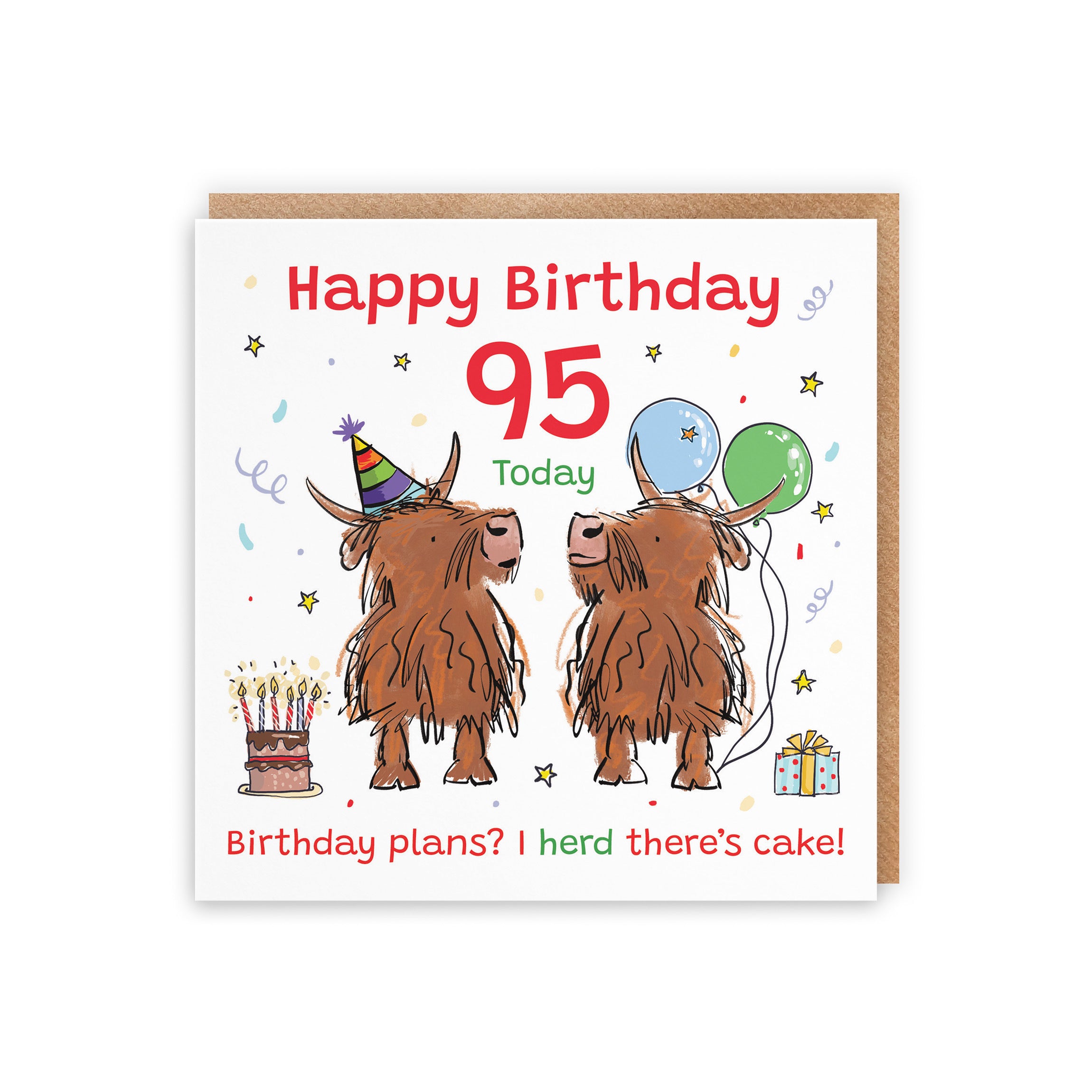 95th Birthday Card Highland Cows Animal Party - Default Title (RM00780)