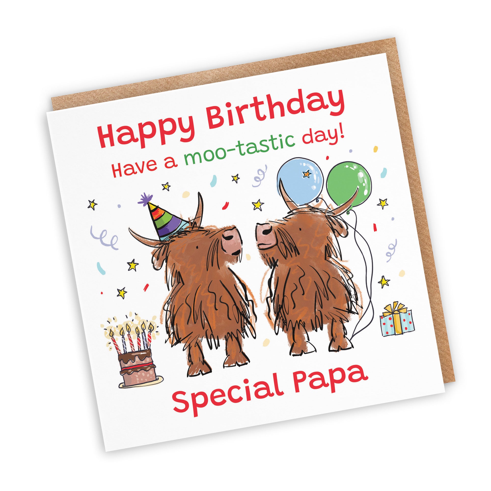 Papa Birthday Card Highland Cows Animal Party - Default Title (RM00781)