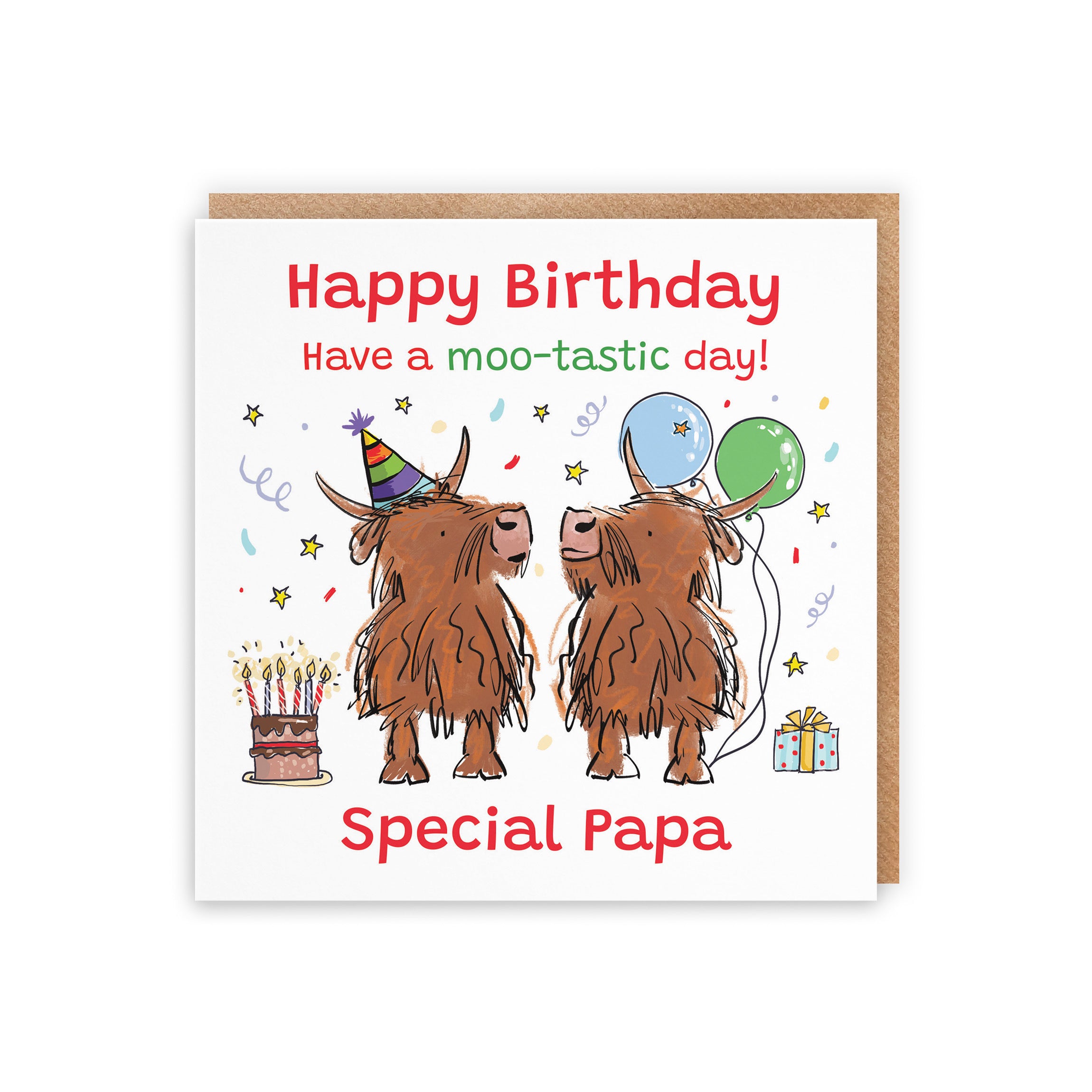 Papa Birthday Card Highland Cows Animal Party - Default Title (RM00781)