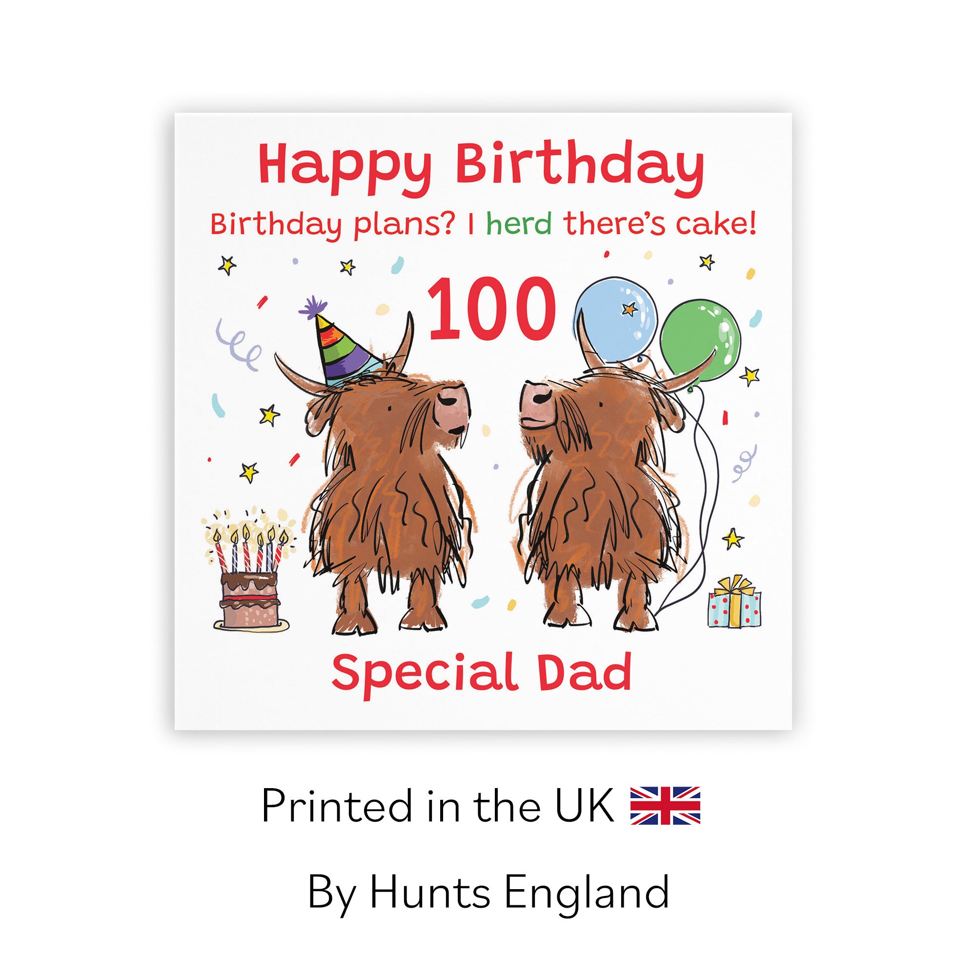100th Dad Birthday Card Highland Cows Animal Party - Default Title (RM00783)