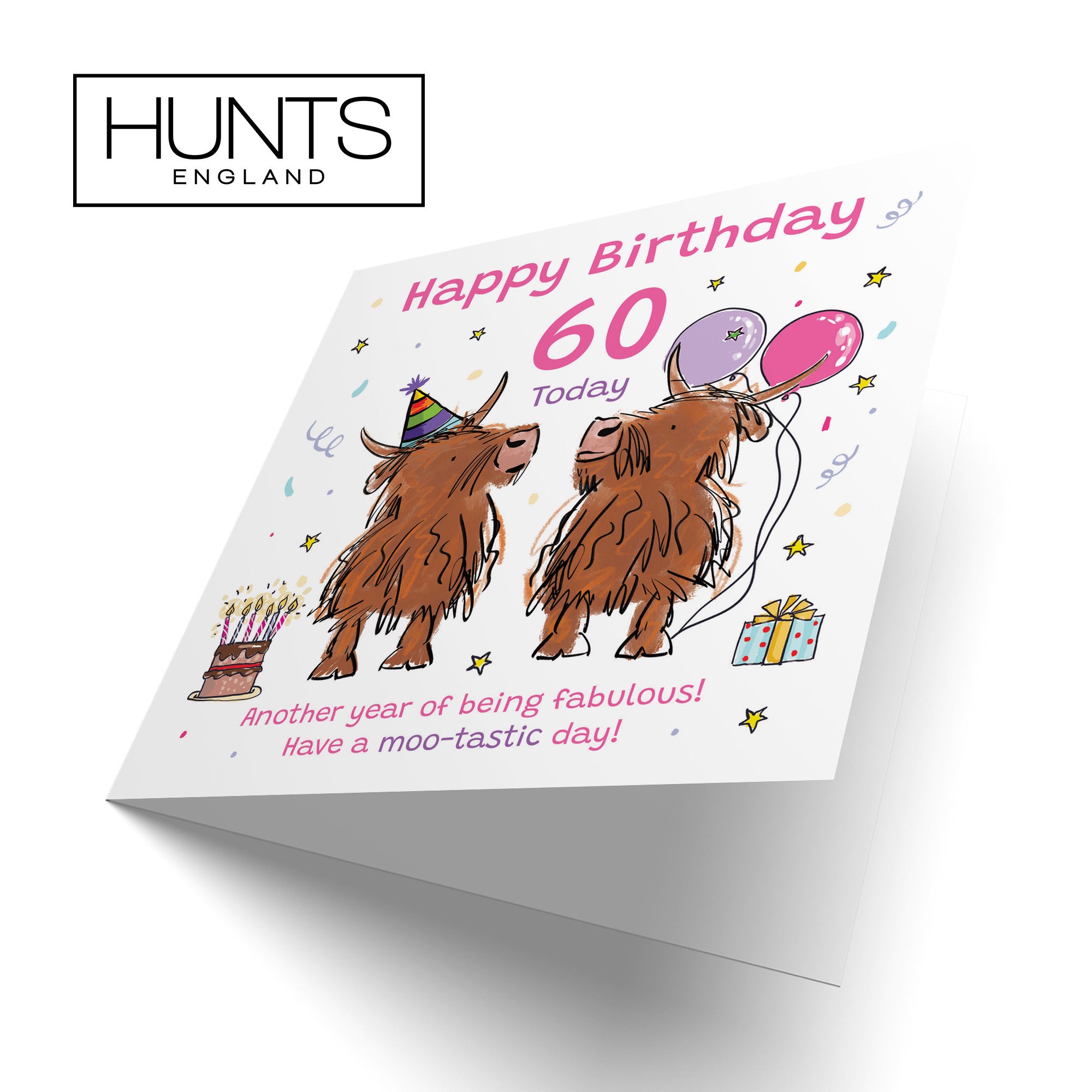 Women's 60th Birthday Card Highland Cows Animal Party - Default Title (RM00785)