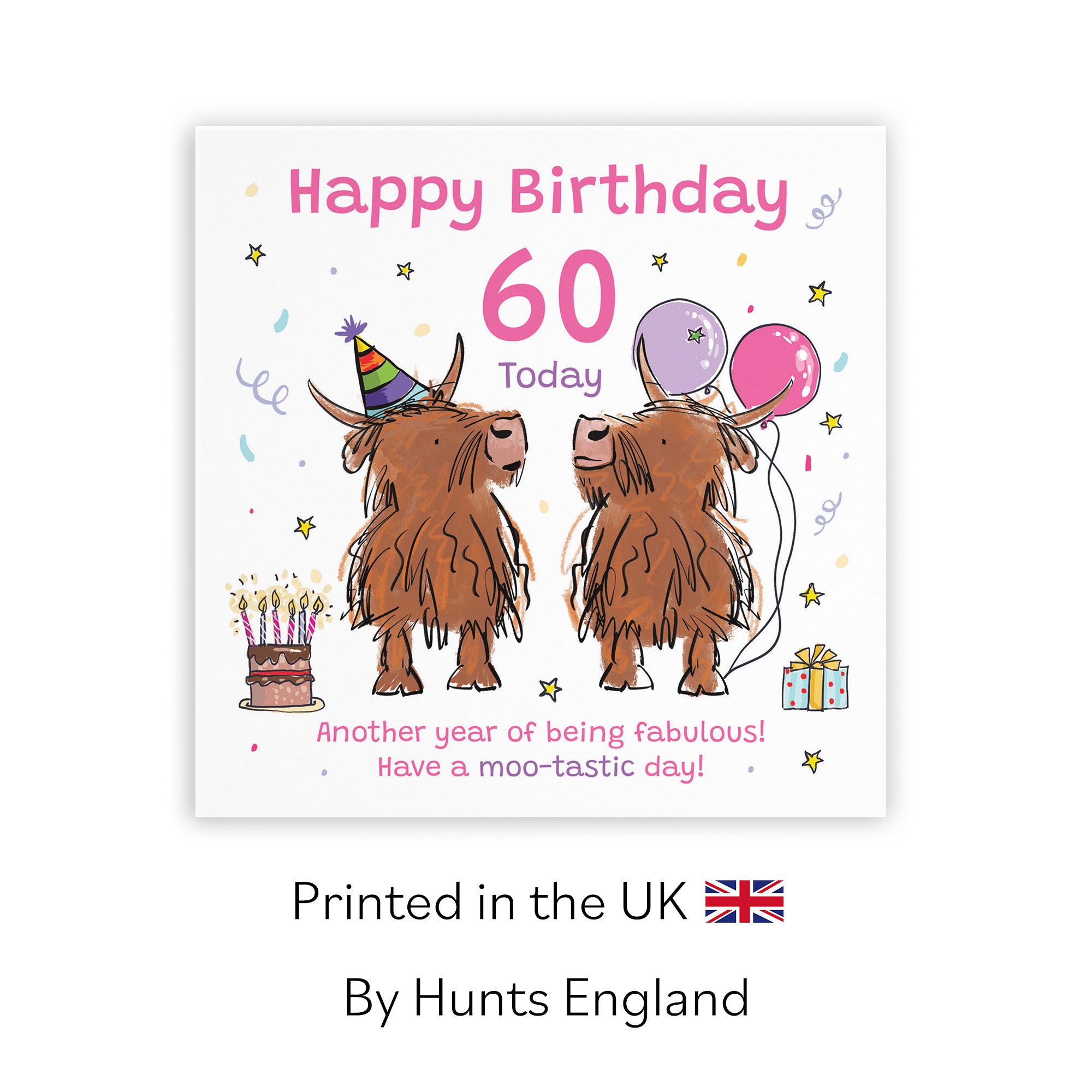 Women's 60th Birthday Card Highland Cows Animal Party - Default Title (RM00785)