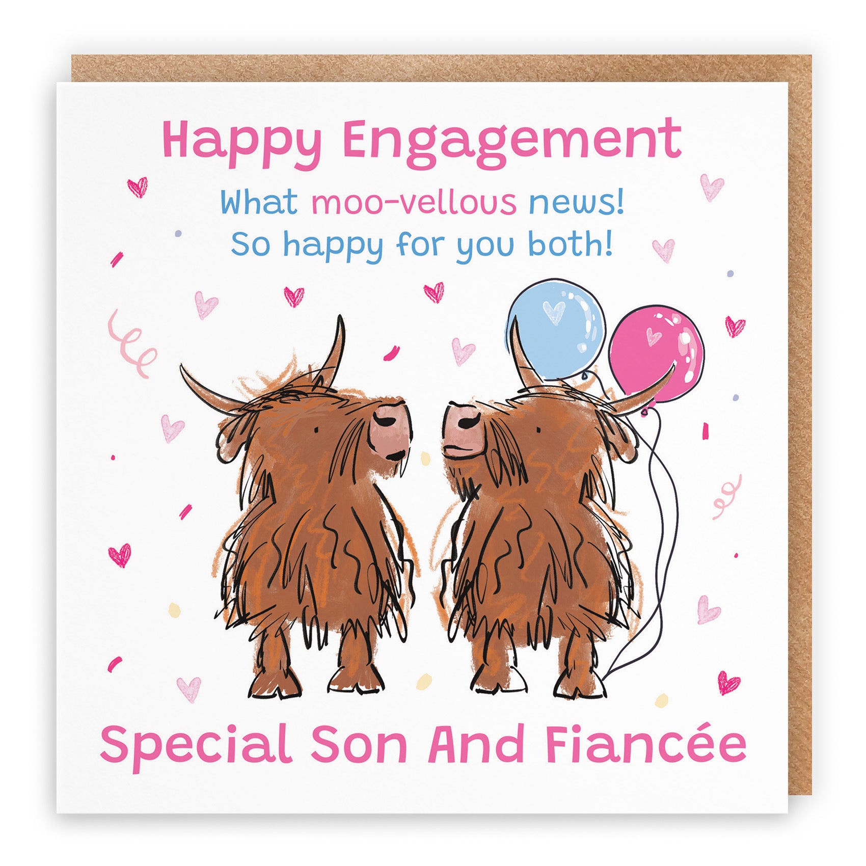 Son And Fiancée Engagement Card Highland Cows Animal Party - Default Title (RM00786)