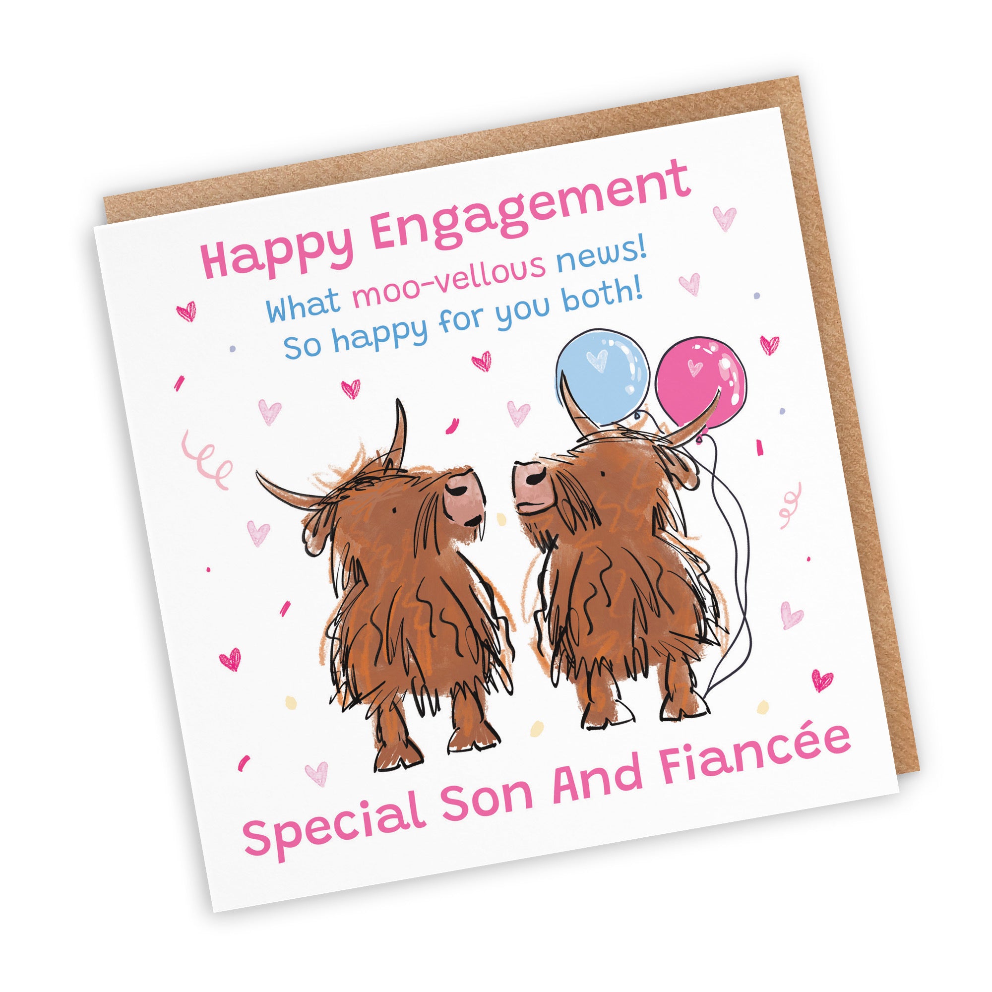 Son And Fiancée Engagement Card Highland Cows Animal Party - Default Title (RM00786)