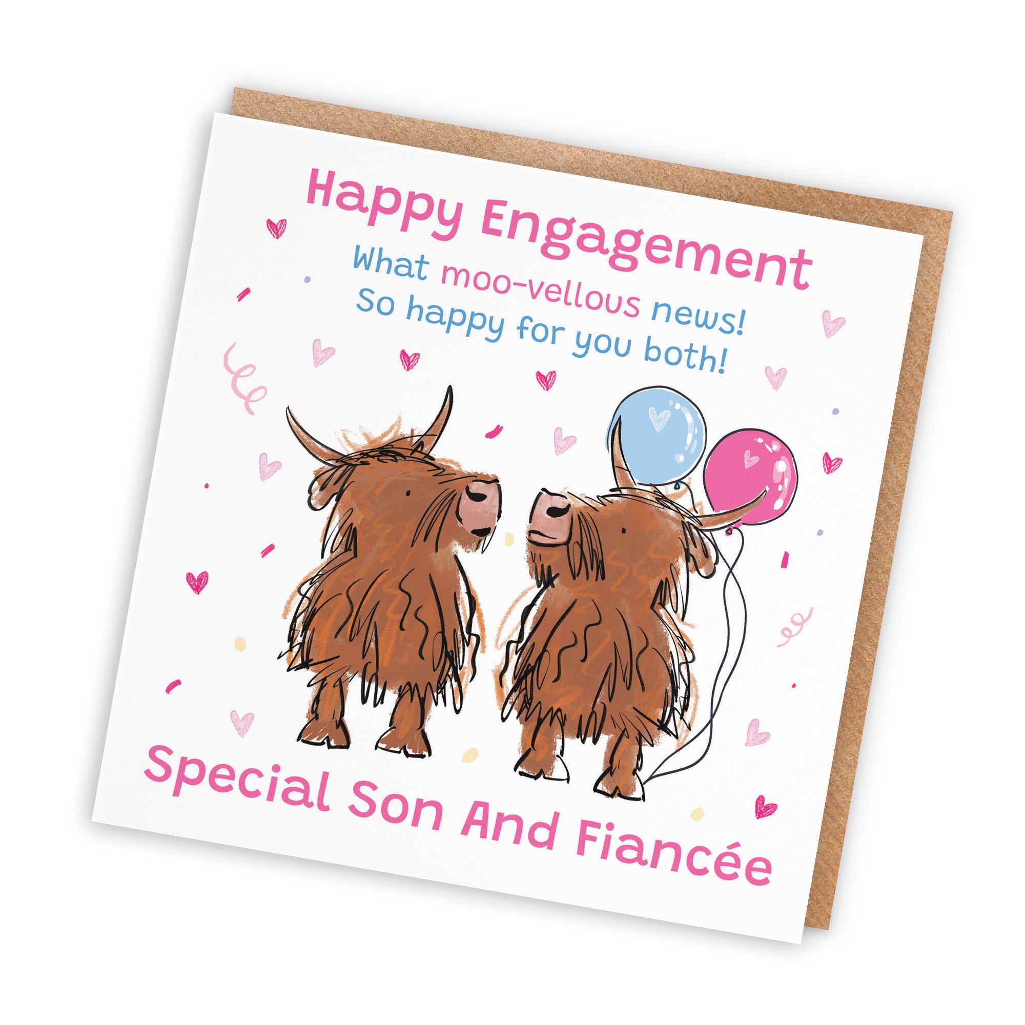 Son And Fiancée Engagement Card Highland Cows Animal Party - Default Title (RM00786)