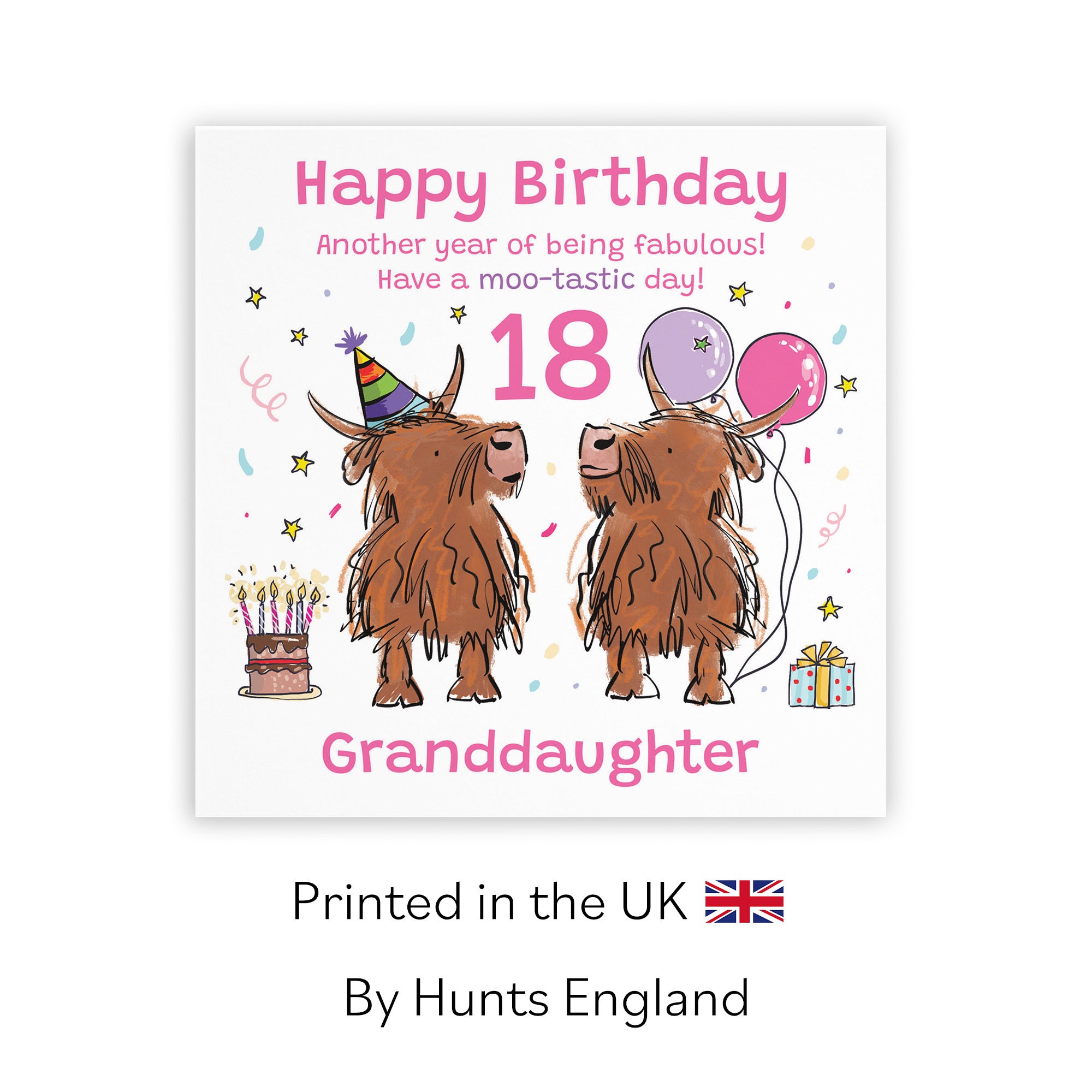 18th Granddaughter Birthday Card Highland Cows Animal Party - Default Title (RM00787)